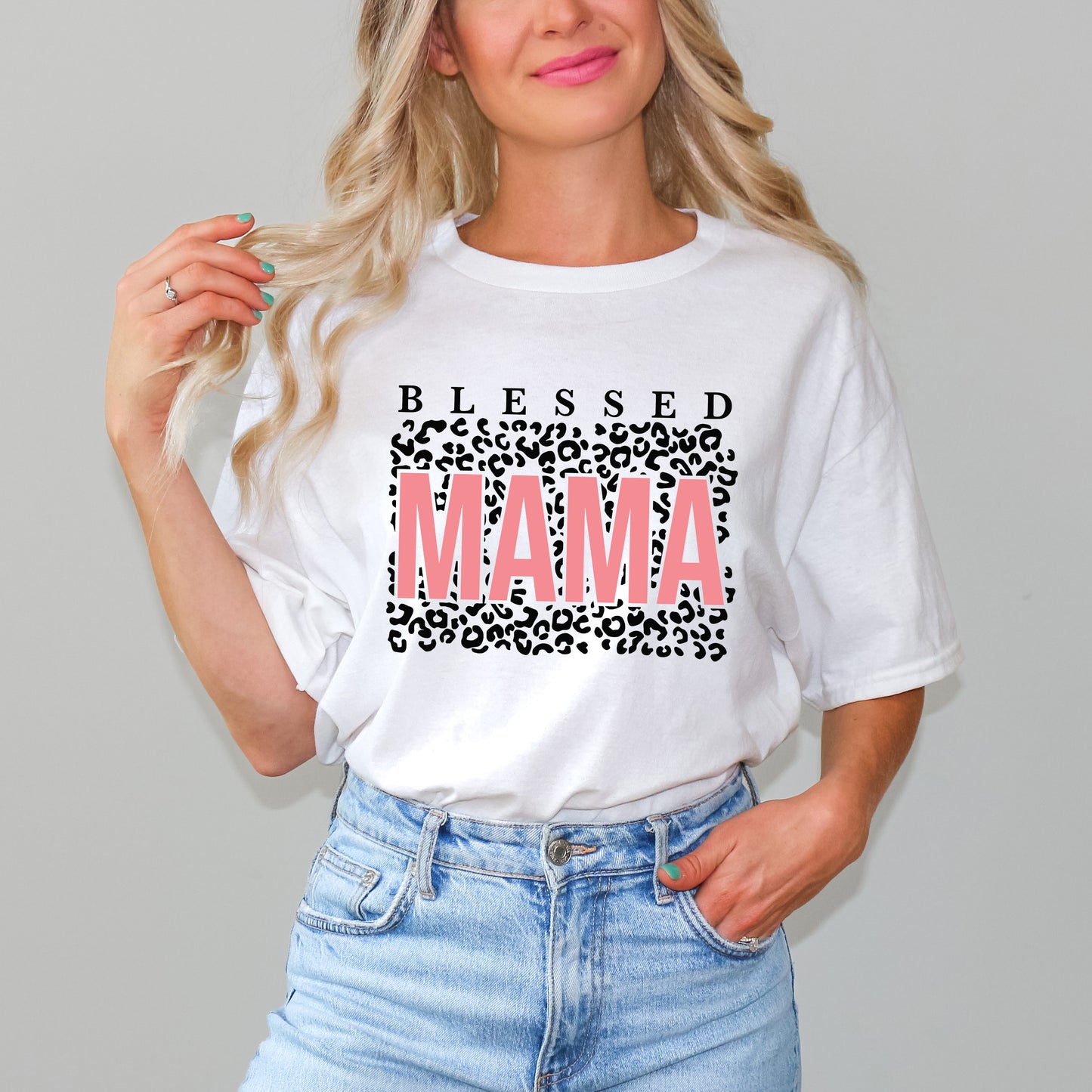 Blessed Mama Leopard | Short Sleeve Graphic Tee