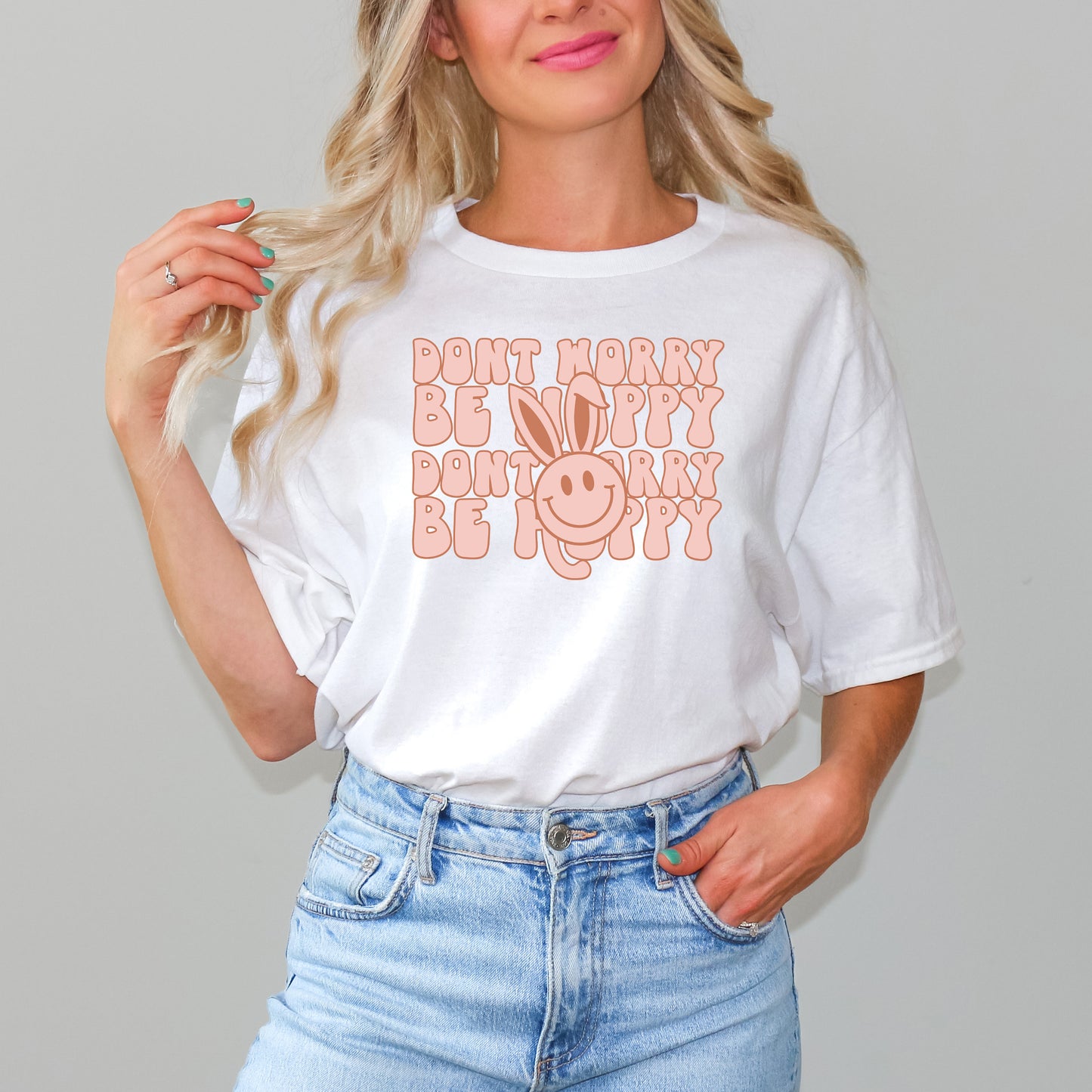 Don't Worry Be Hoppy Stacked | Short Sleeve Graphic Tee