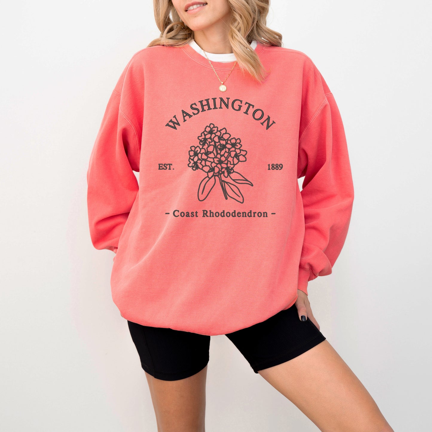 Embroidered Washington Coast Flower | Garment Dyed Sweatshirt