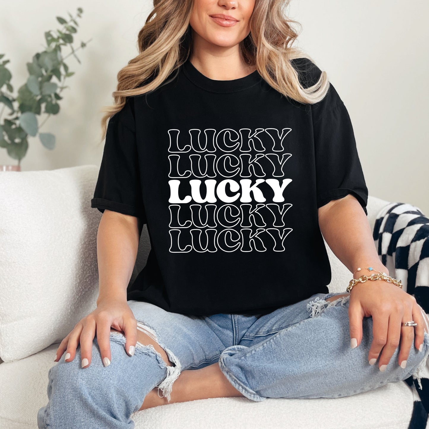 Lucky Stacked | Garment Dyed Tee