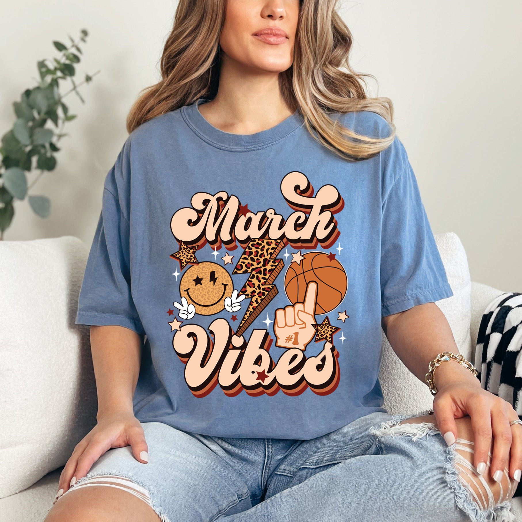 March Vibes Basketball Cheetah | Garment Dyed Short Sleeve Tee