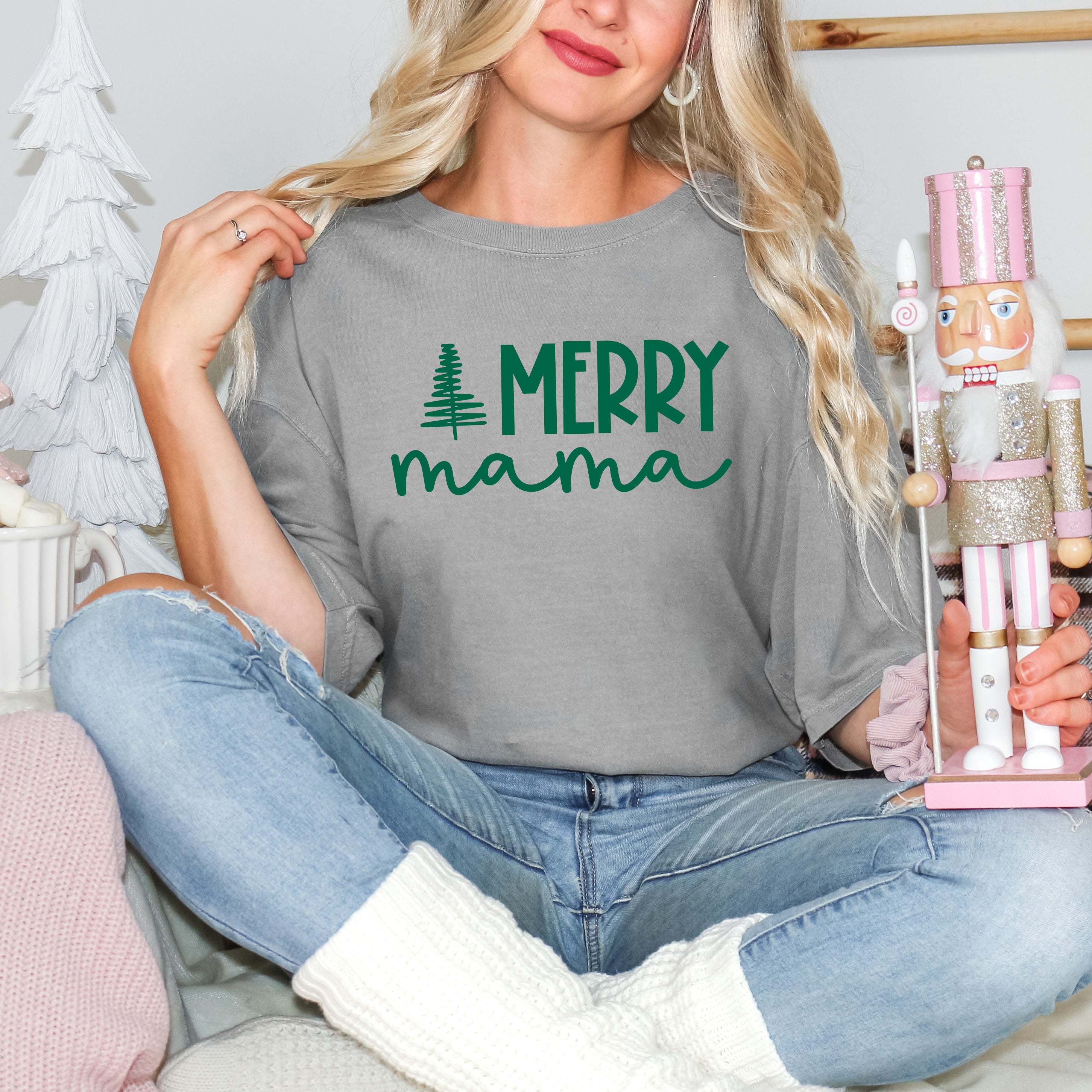 Merry Mama Tree | Garment Dyed Tee