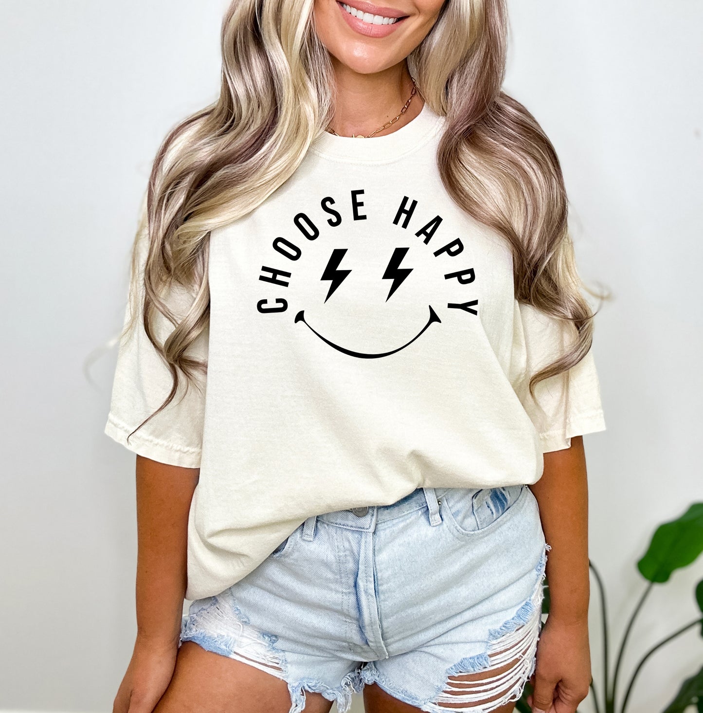 Choose Happy Lightning Eyes | Garment Dyed Short Sleeve Tee