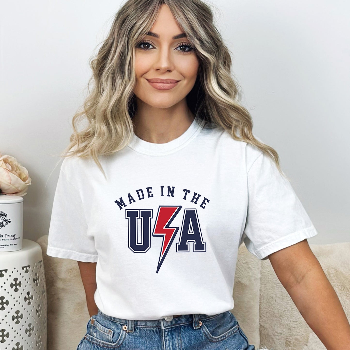 USA Lightning Bolt | Garment Dyed Short Sleeve Tee