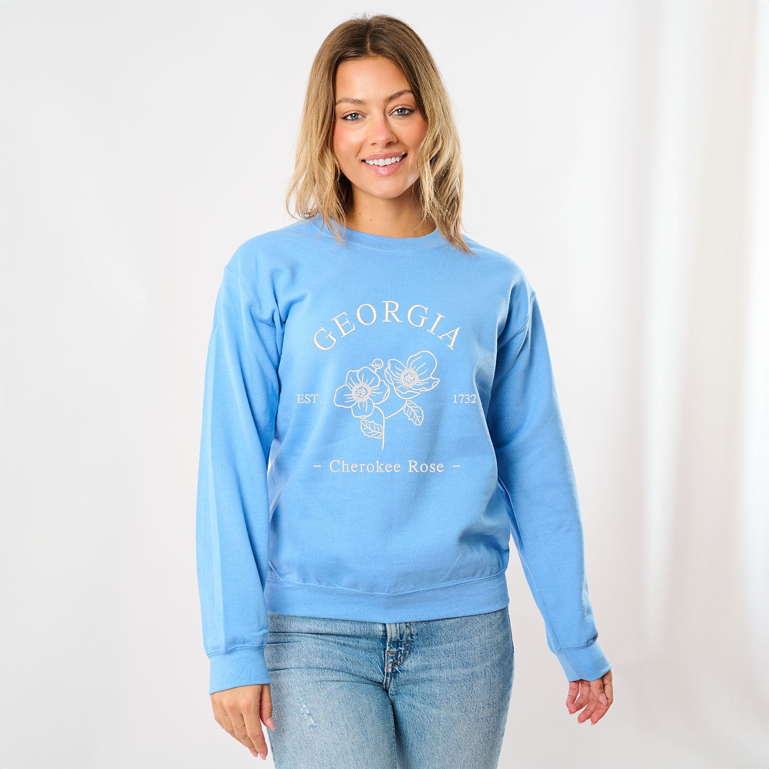 Embroidered Georgia Cherokee Rose | Sweatshirt