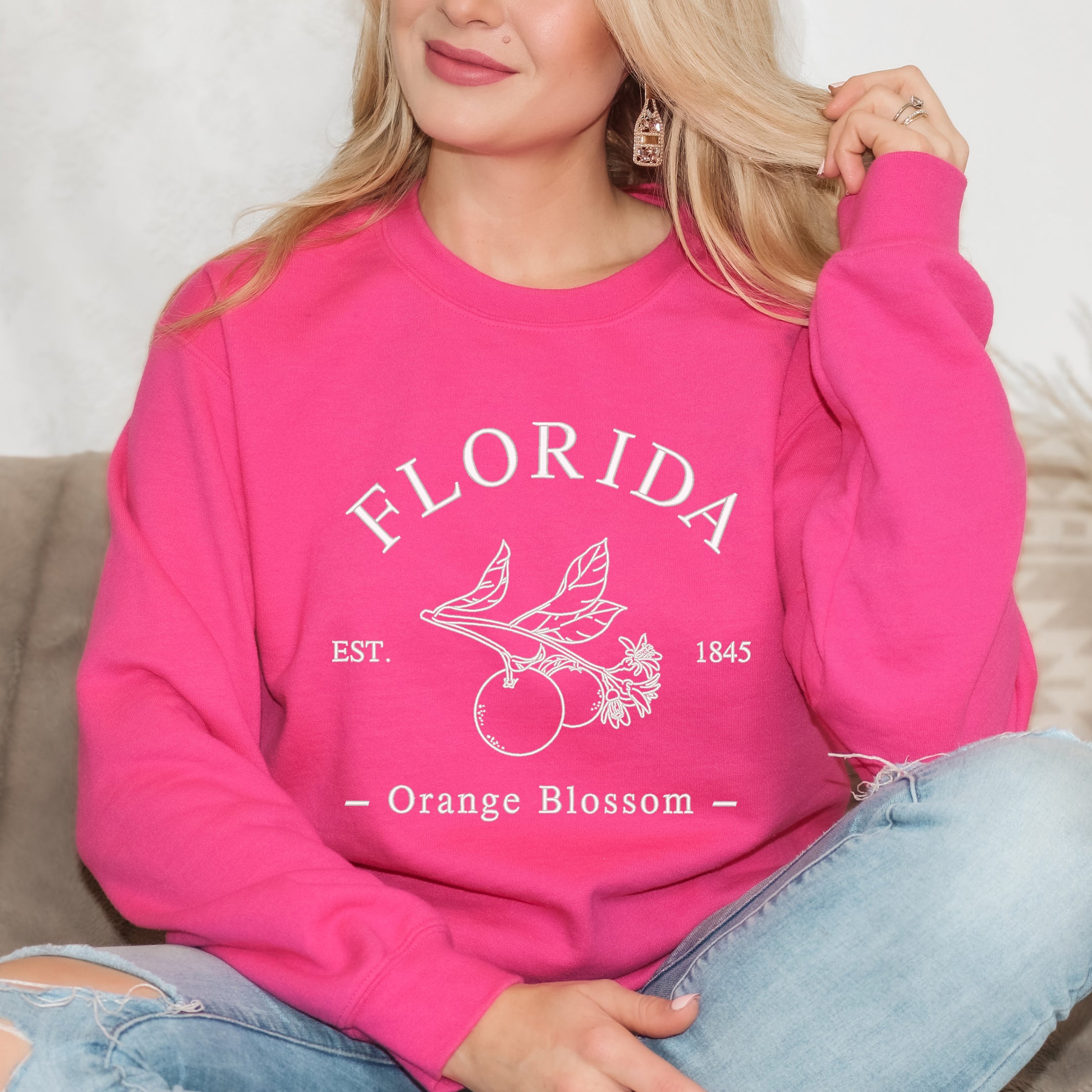 Embroidered Florida Orange Blossom | Sweatshirt