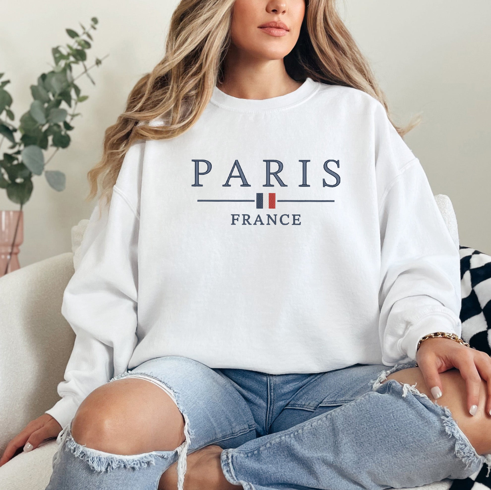 Embroidered Paris France Flag | Sweatshirt