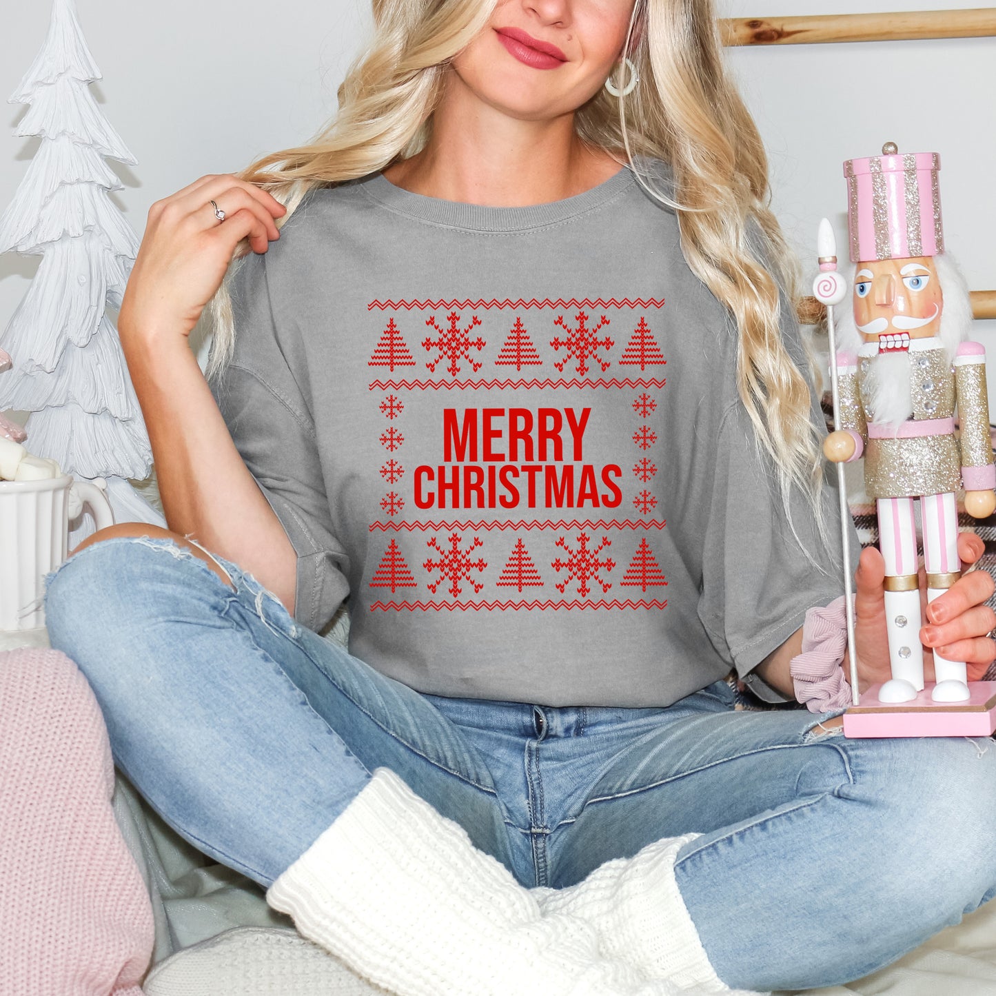 Merry Christmas Sweater | Garment Dyed Tee