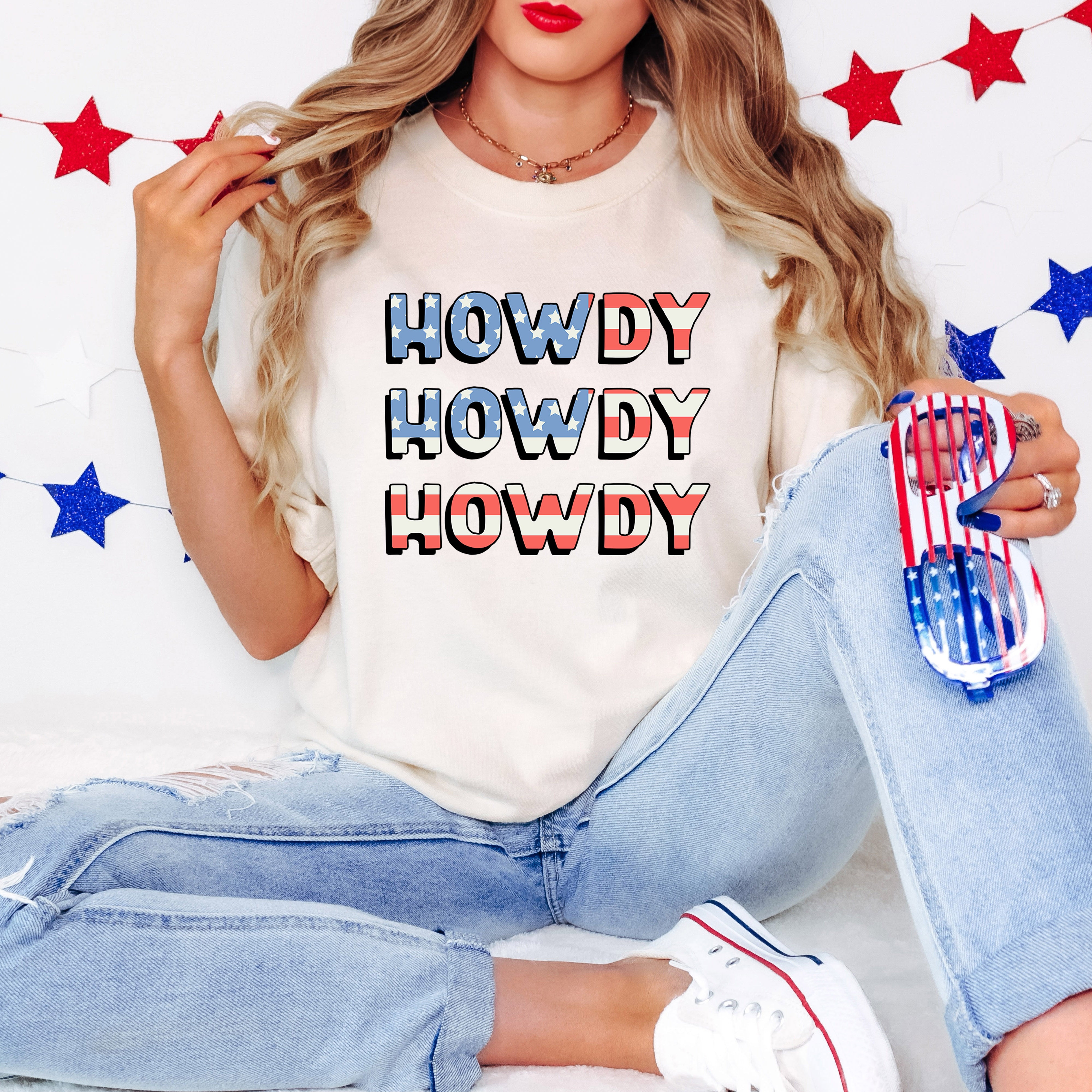 Howdy Flag Stacked | Garment Dyed Short Sleeve Tee