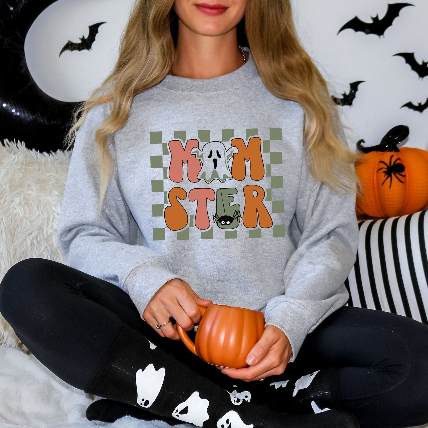 Checkered Momster Ghost | Sweatshirt