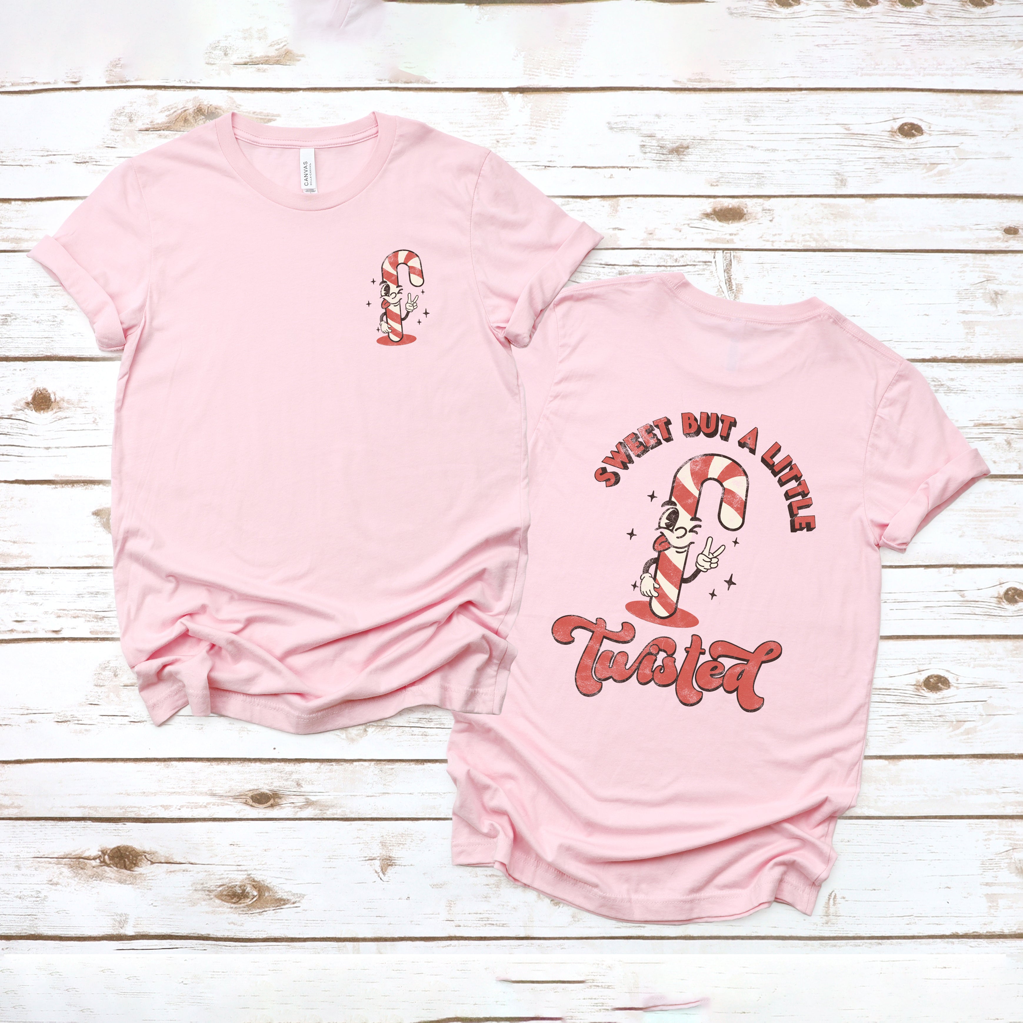 A Little Twisted Candy Cane | Front & Back Short Sleeve Graphic Tee