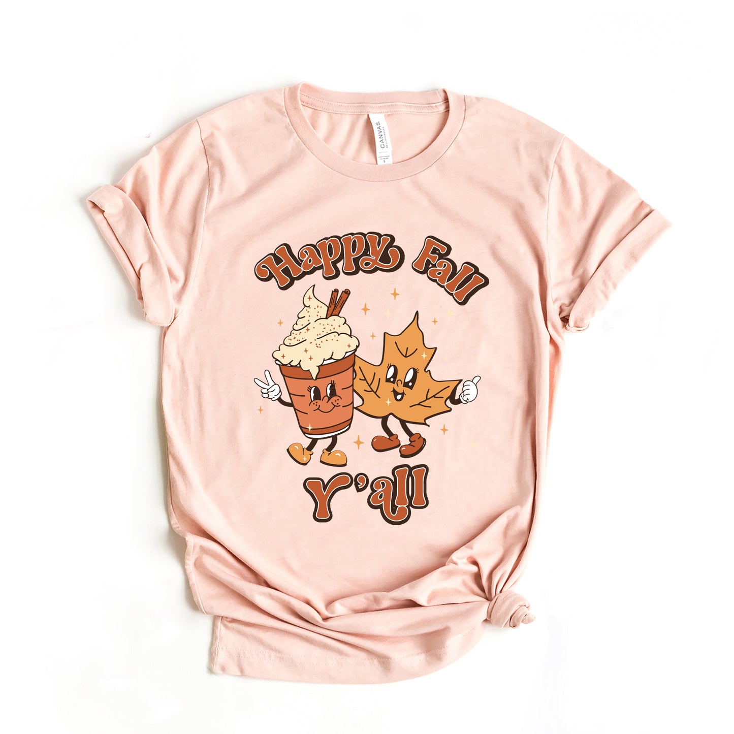 Retro Happy Fall Ya'll Leaf | Short Sleeve Graphic Tee