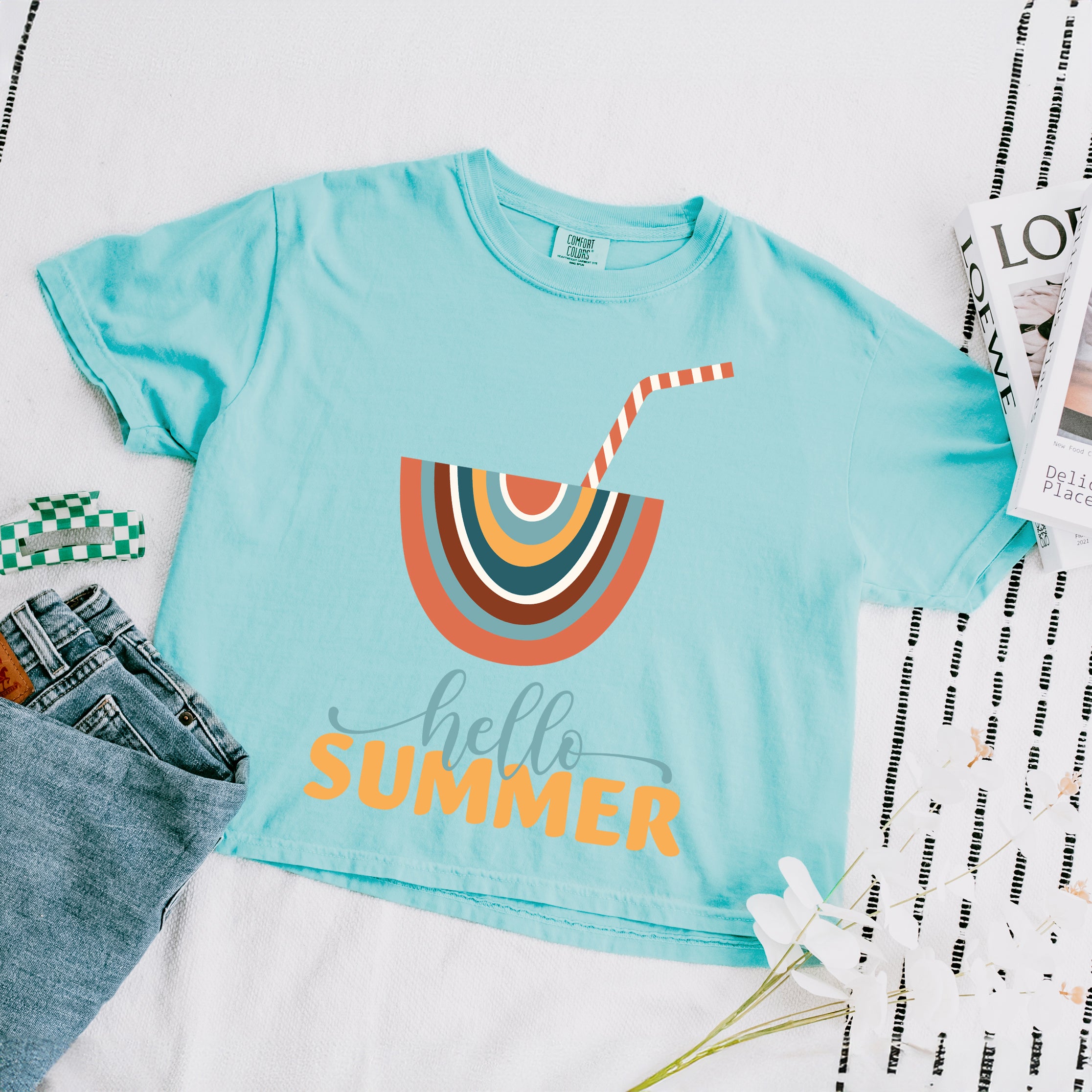 Boho Hello Summer Drink | Relaxed Fit Cropped Tee