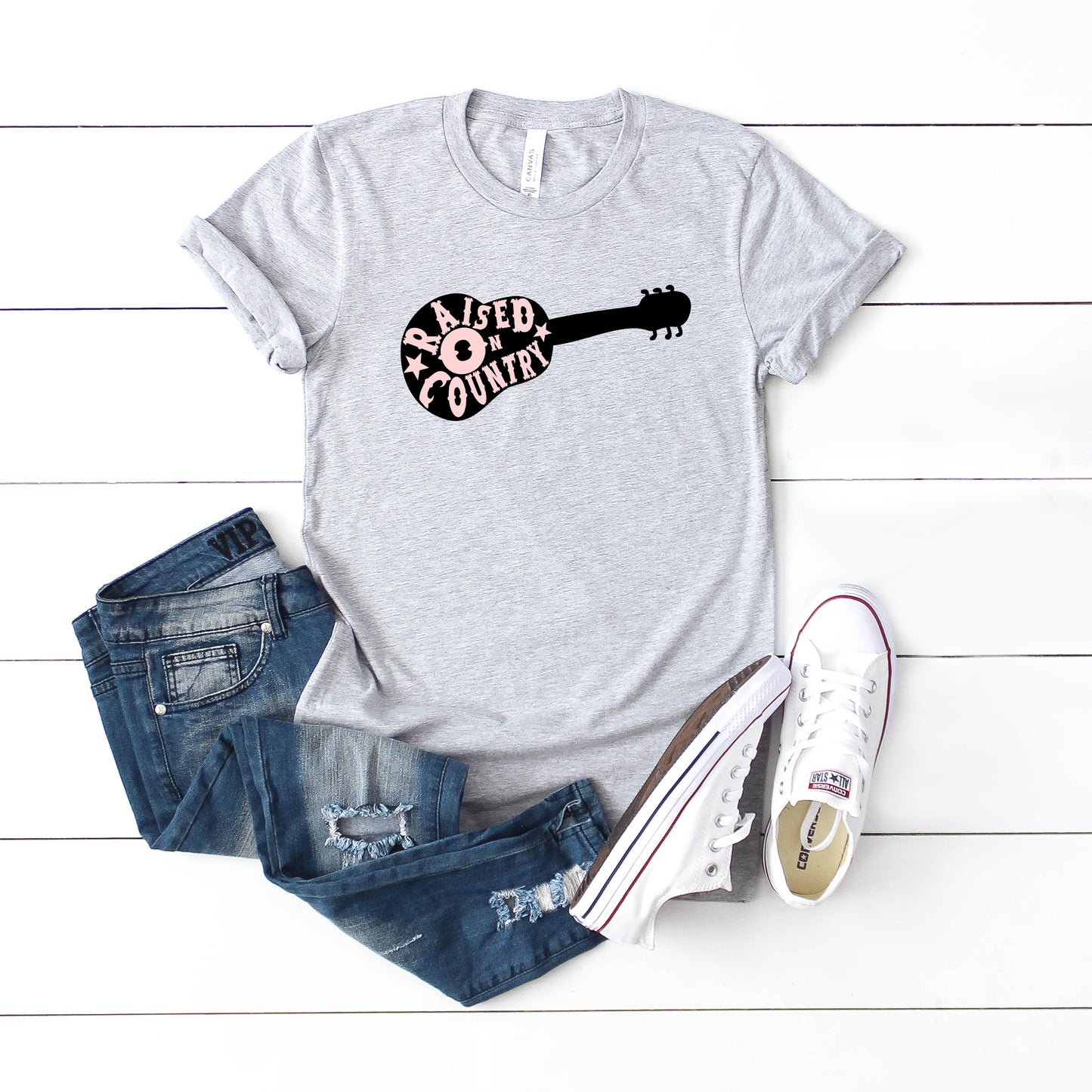 Raised On Country Guitar | Short Sleeve Graphic Tee