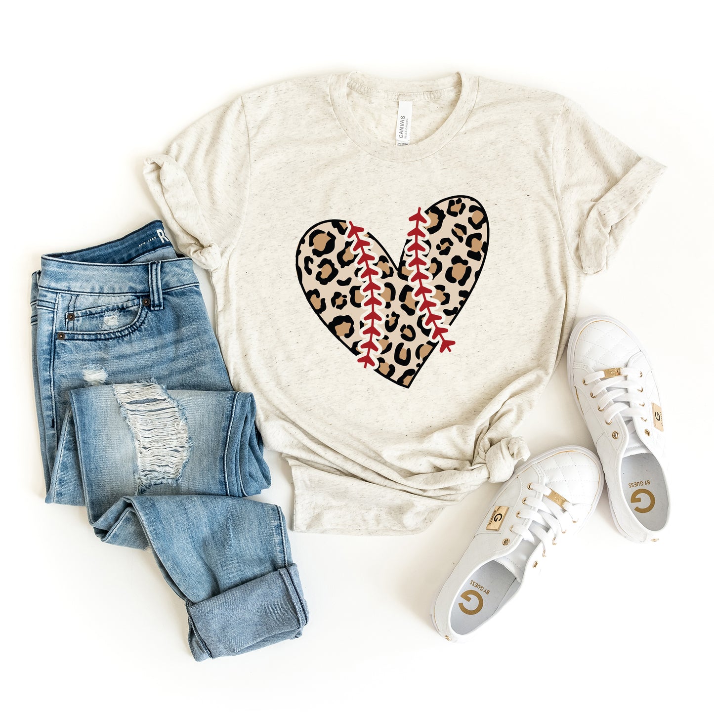 Leopard Baseball Heart | Short Sleeve Graphic Tee