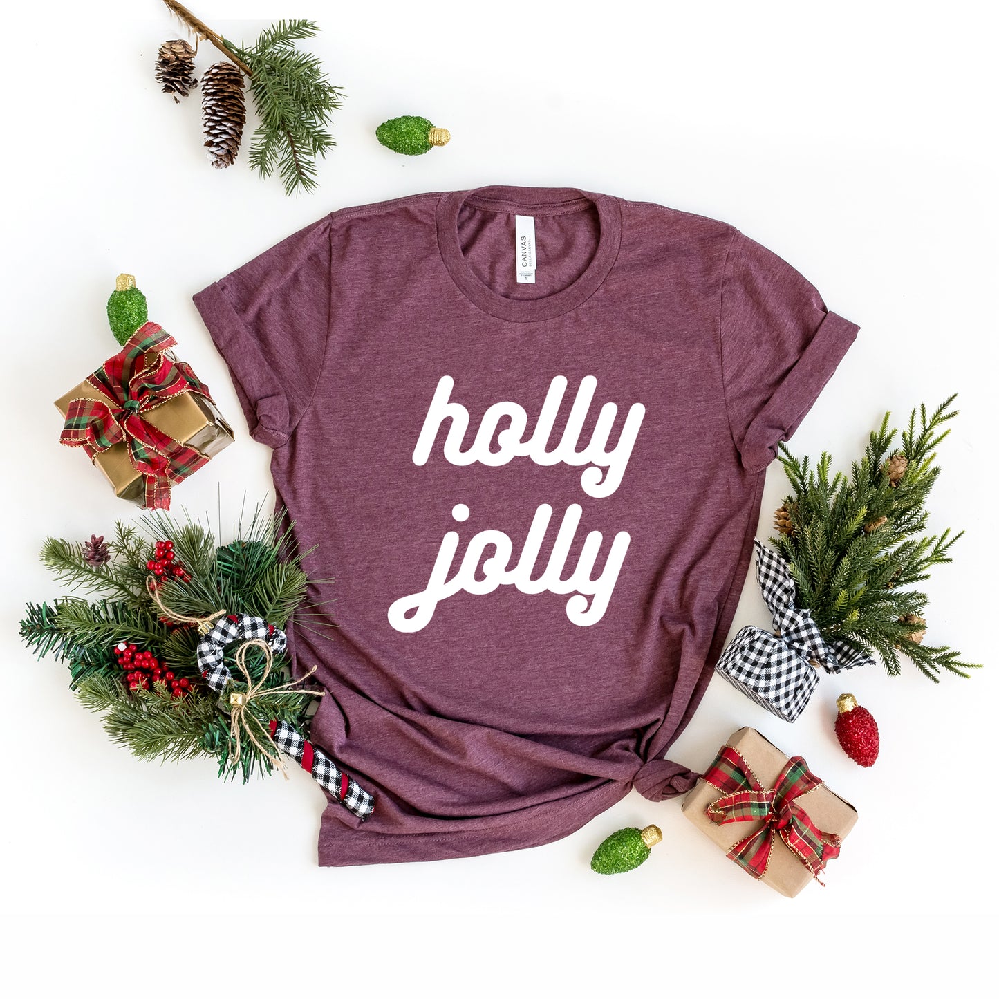 Holly Jolly Bold Cursive | Short Sleeve Crew Neck