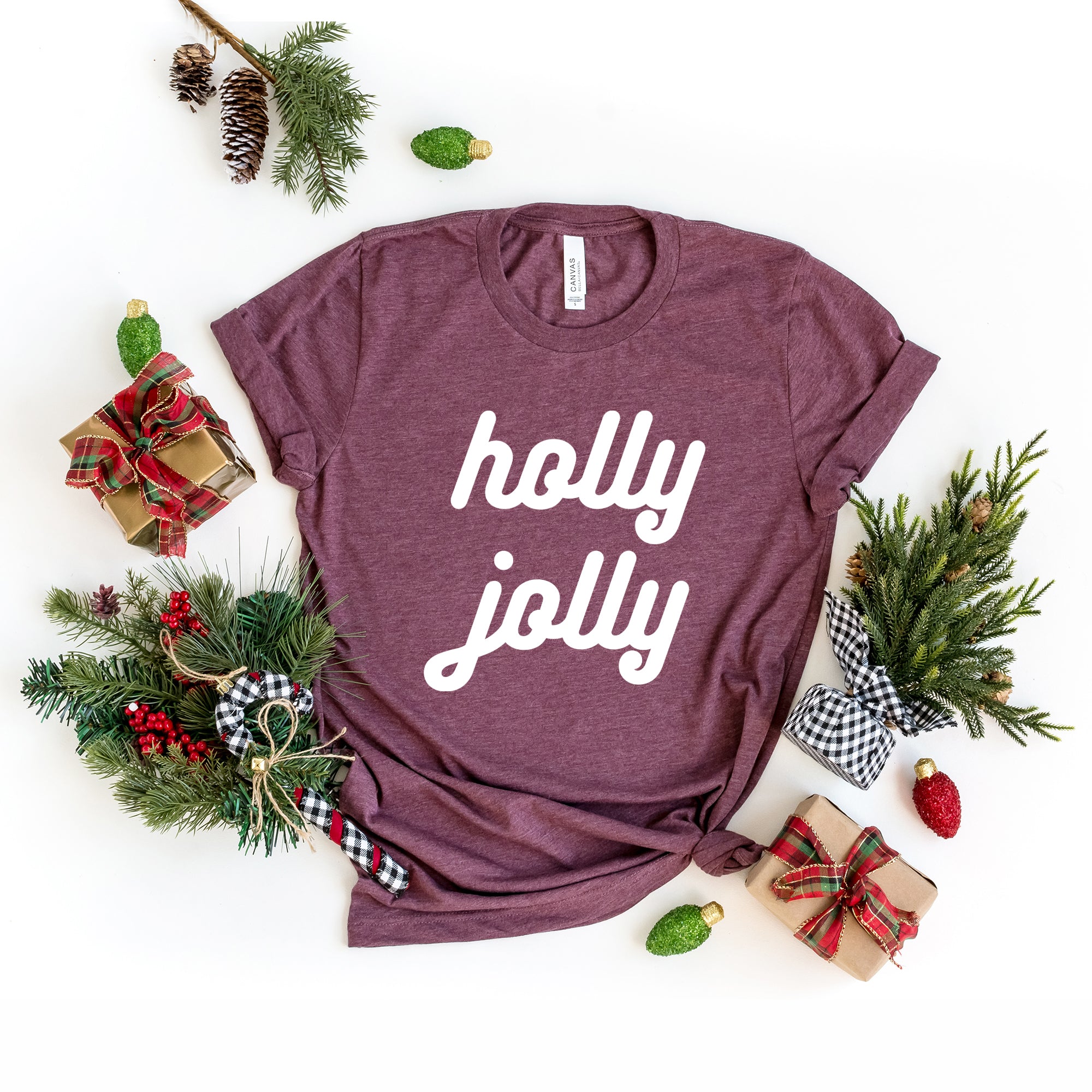Holly Jolly Bold Cursive | Short Sleeve Crew Neck