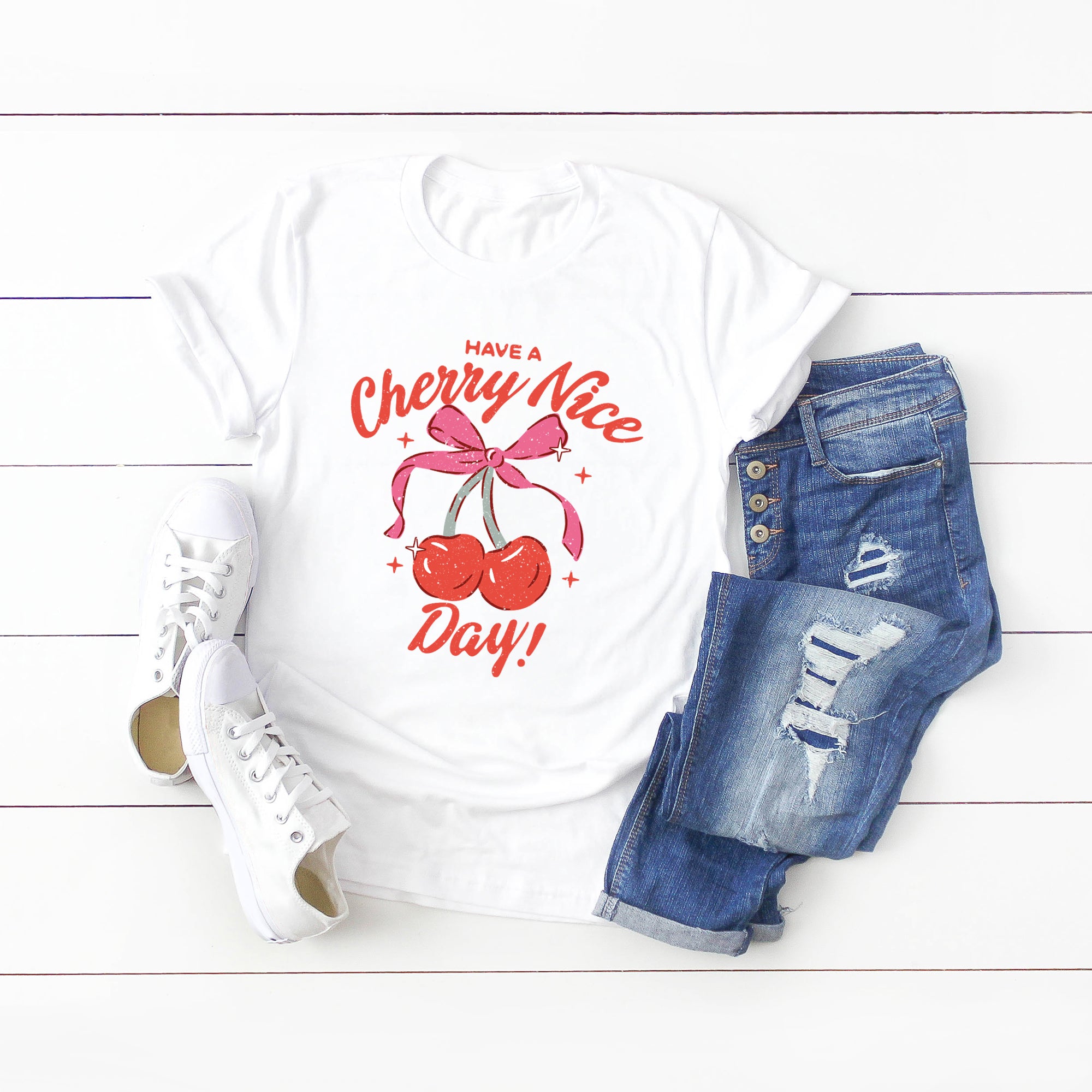 Coquette Cherry Nice Day | Short Sleeve Graphic Tee