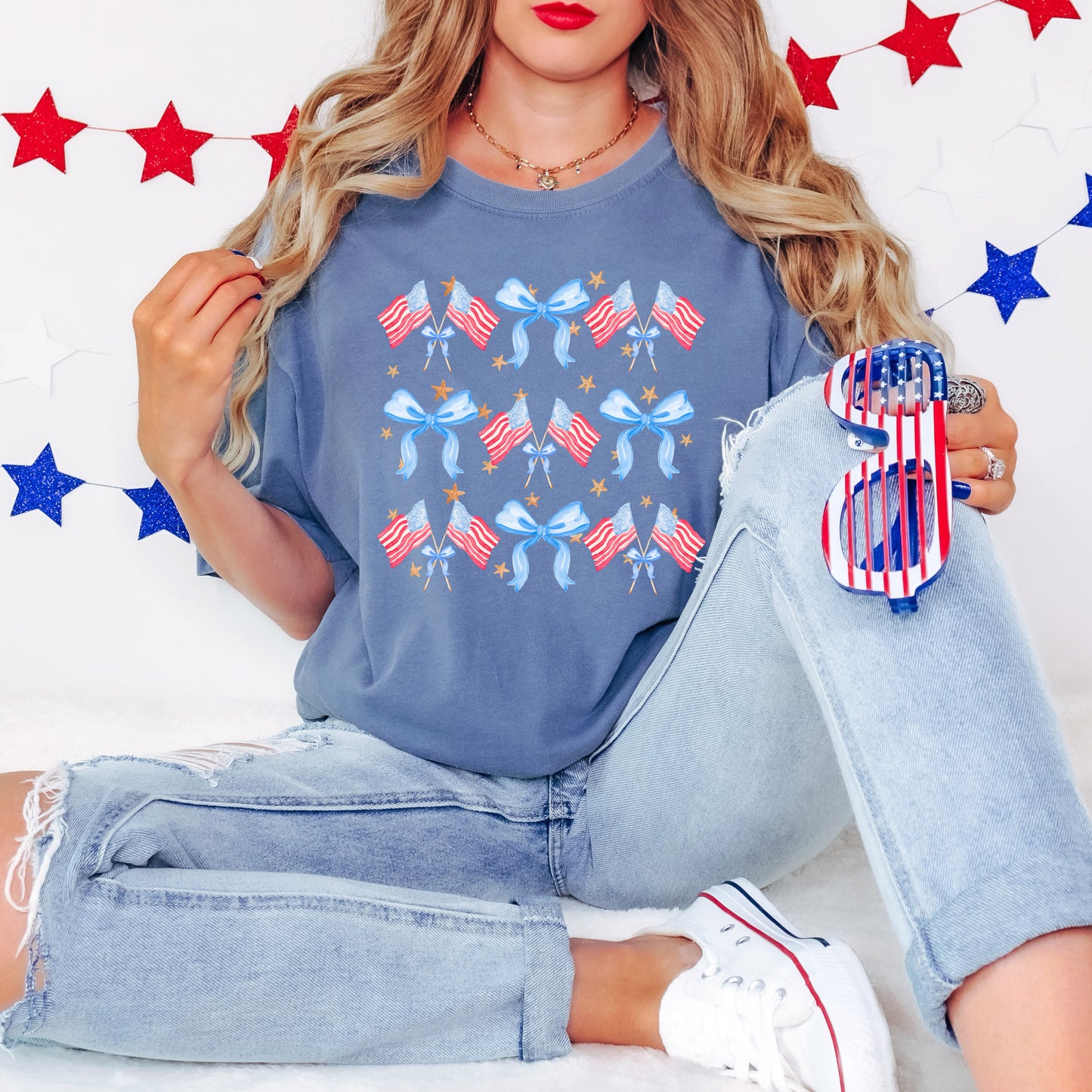 Coquette Patriotic Chart | Garment Dyed Short Sleeve Tee