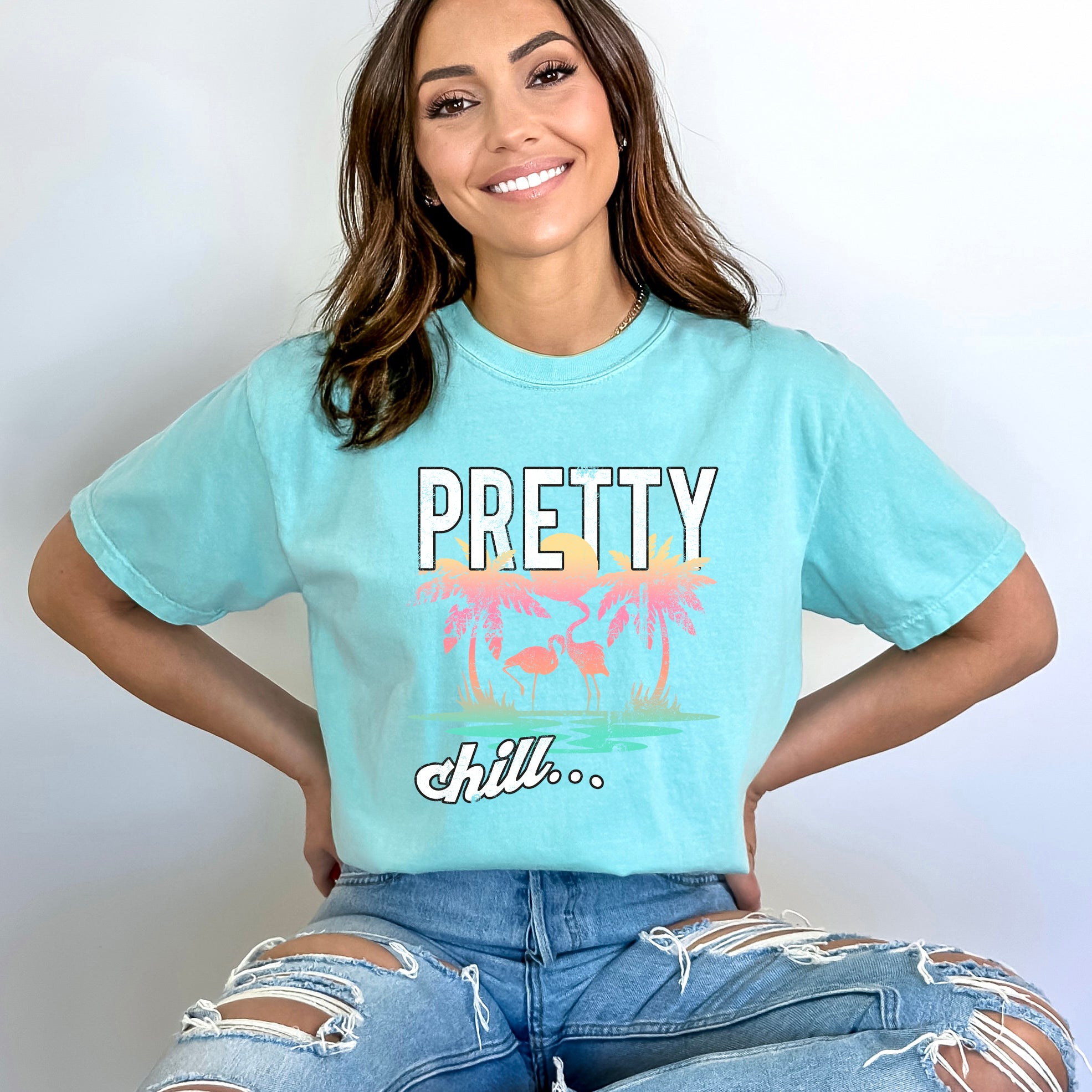 Pretty Chill Flamingo | Garment Dyed Short Sleeve Tee