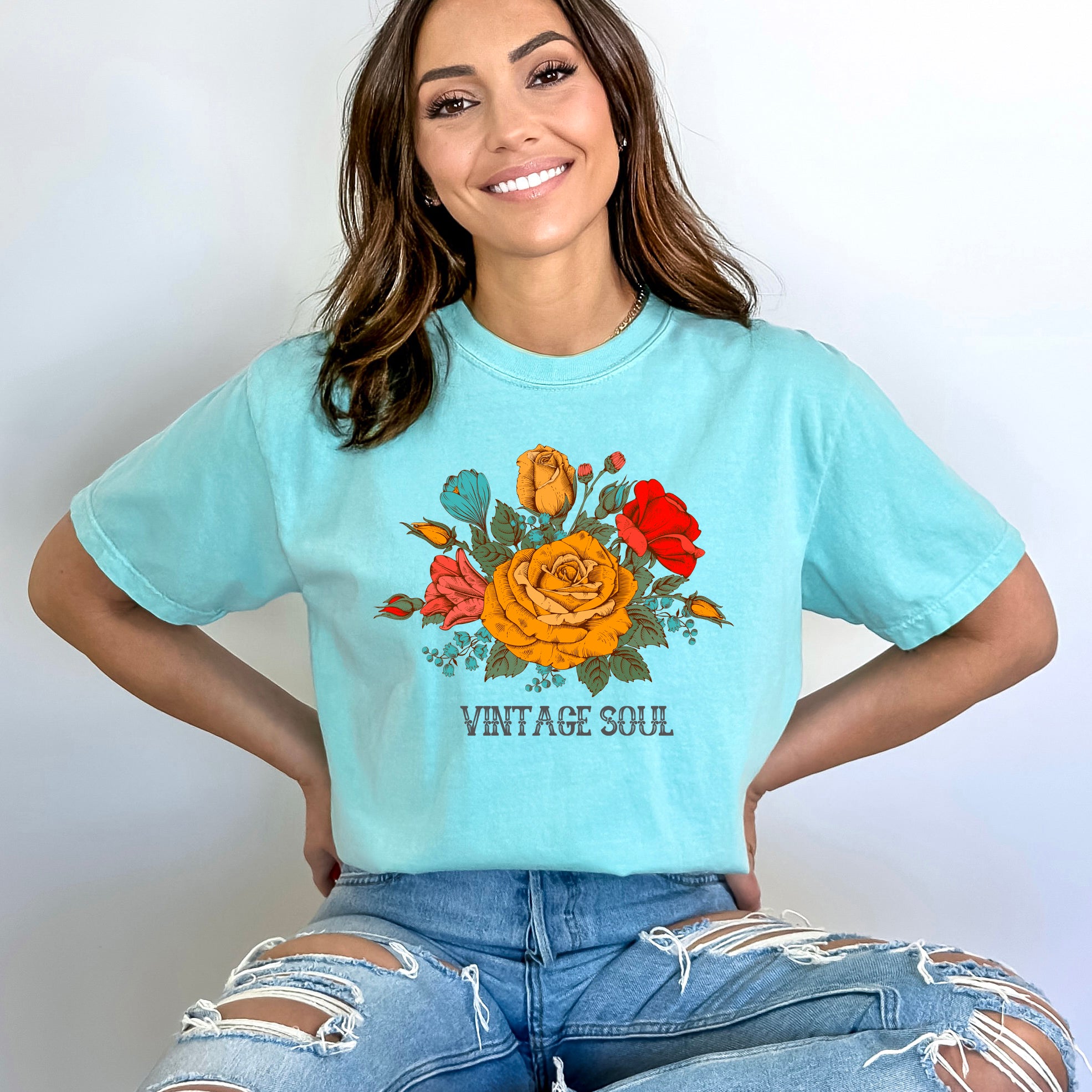 Vintage Soul Flowers | Garment Dyed Short Sleeve Tee