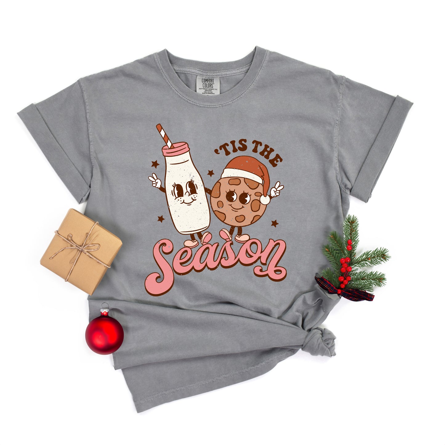 Tis The Season Milk And Cookie | Garment Dyed Tee