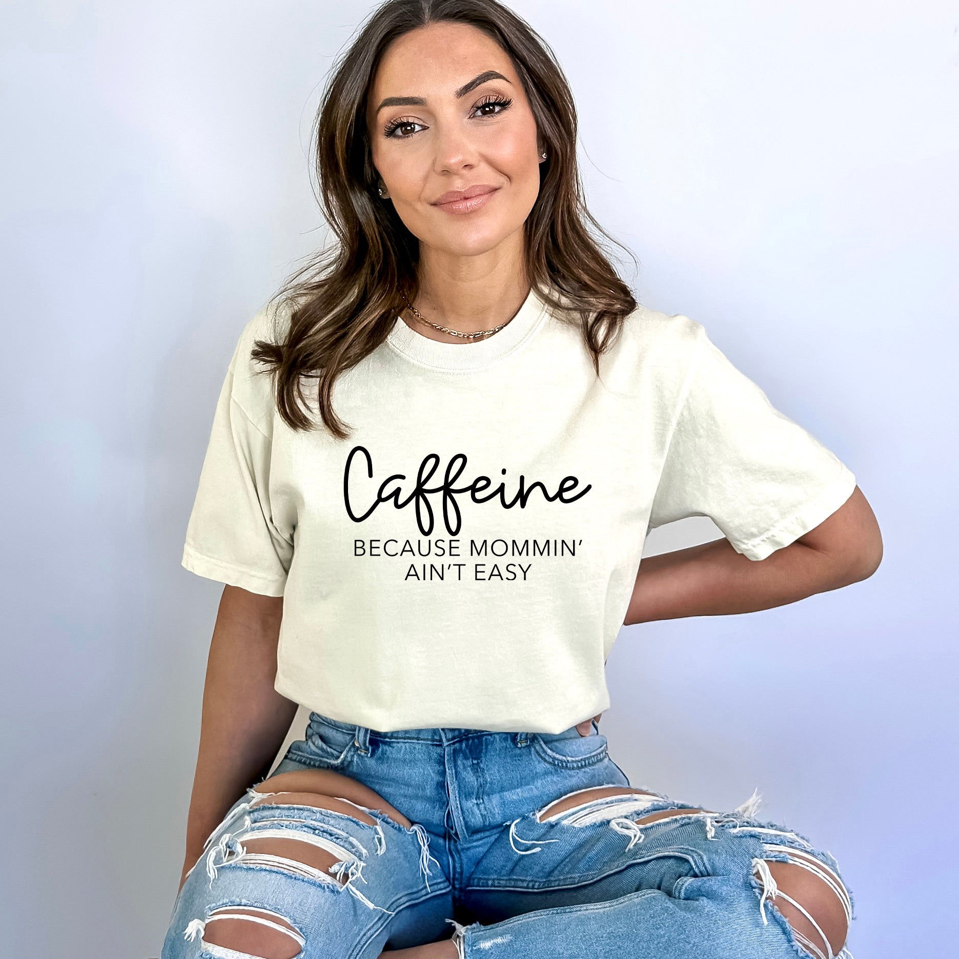 Caffeine Because Mommin' Ain't Easy | Garment Dyed Short Sleeve Tee