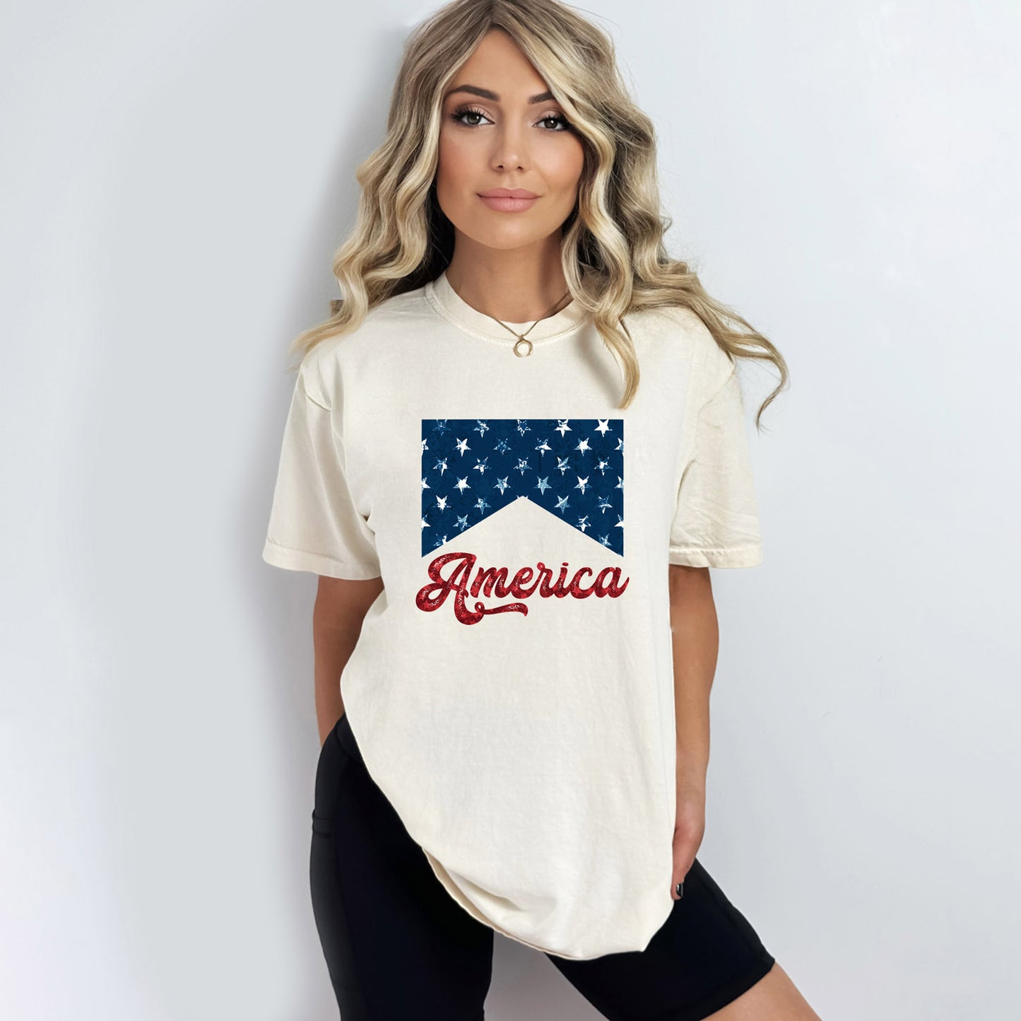 America Retro Cursive | Garment Dyed Short Sleeve Tee