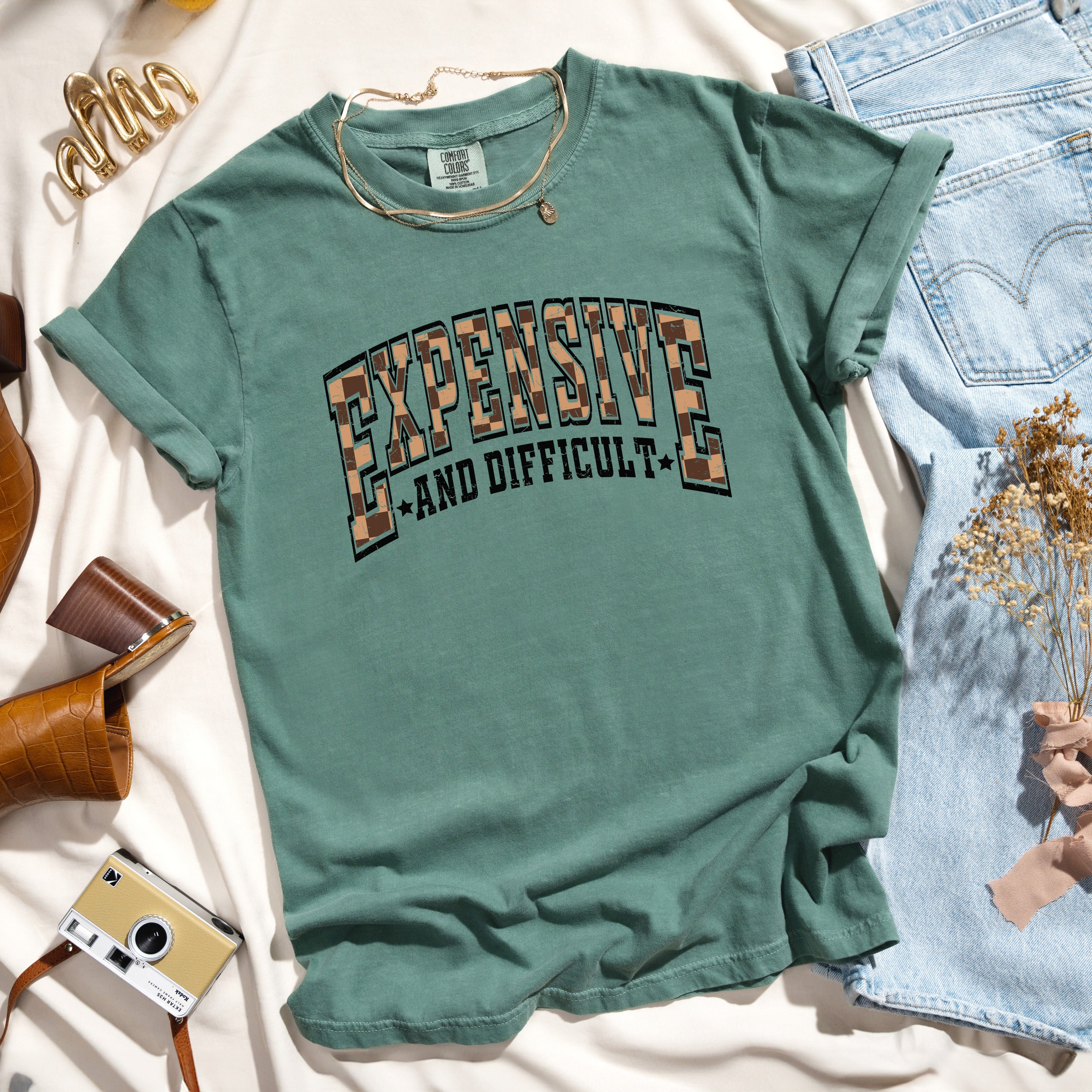 Expensive And Difficult Plaid | Garment Dyed Tee