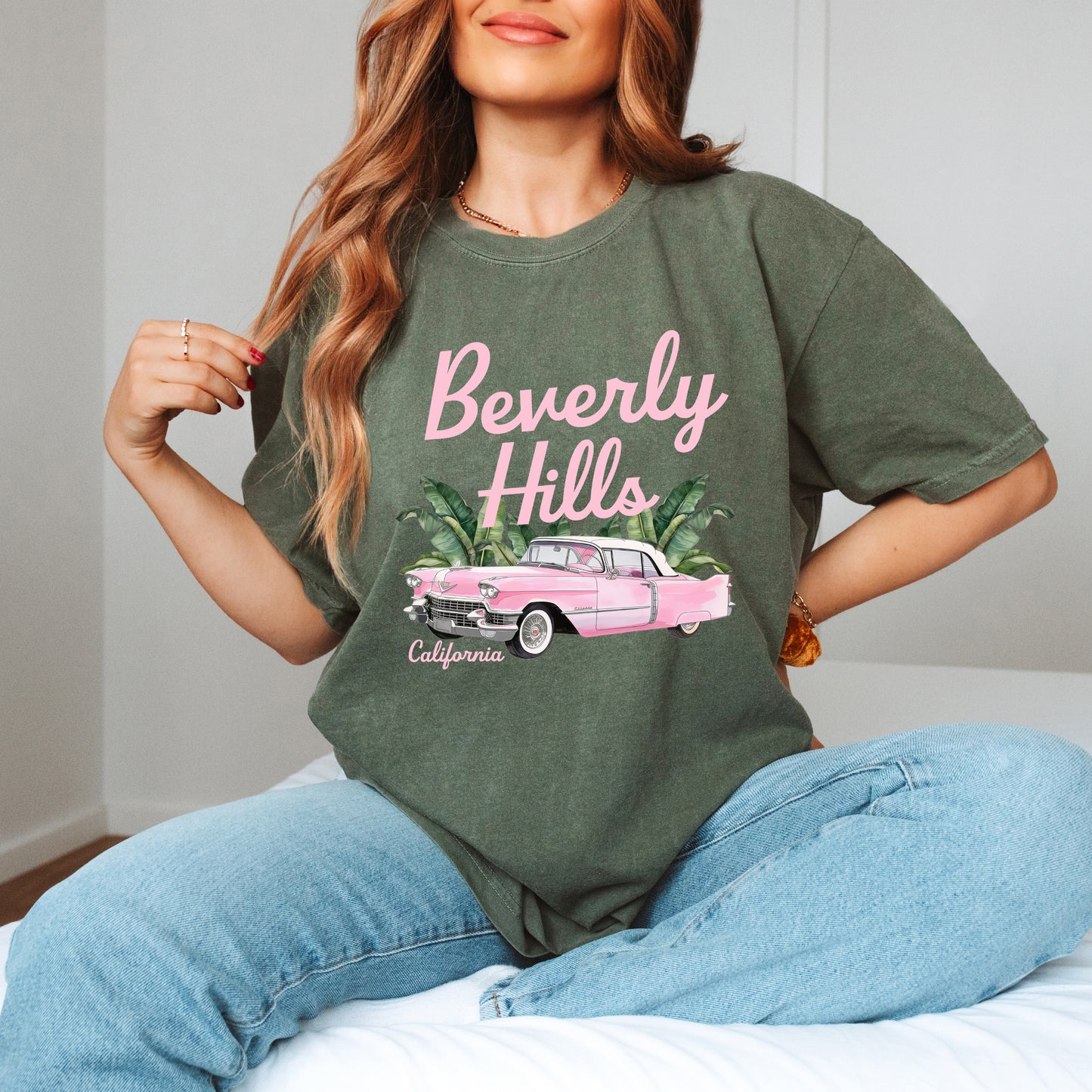 Beverly Hills Retro Car | Garment Dyed Short Sleeve Tee