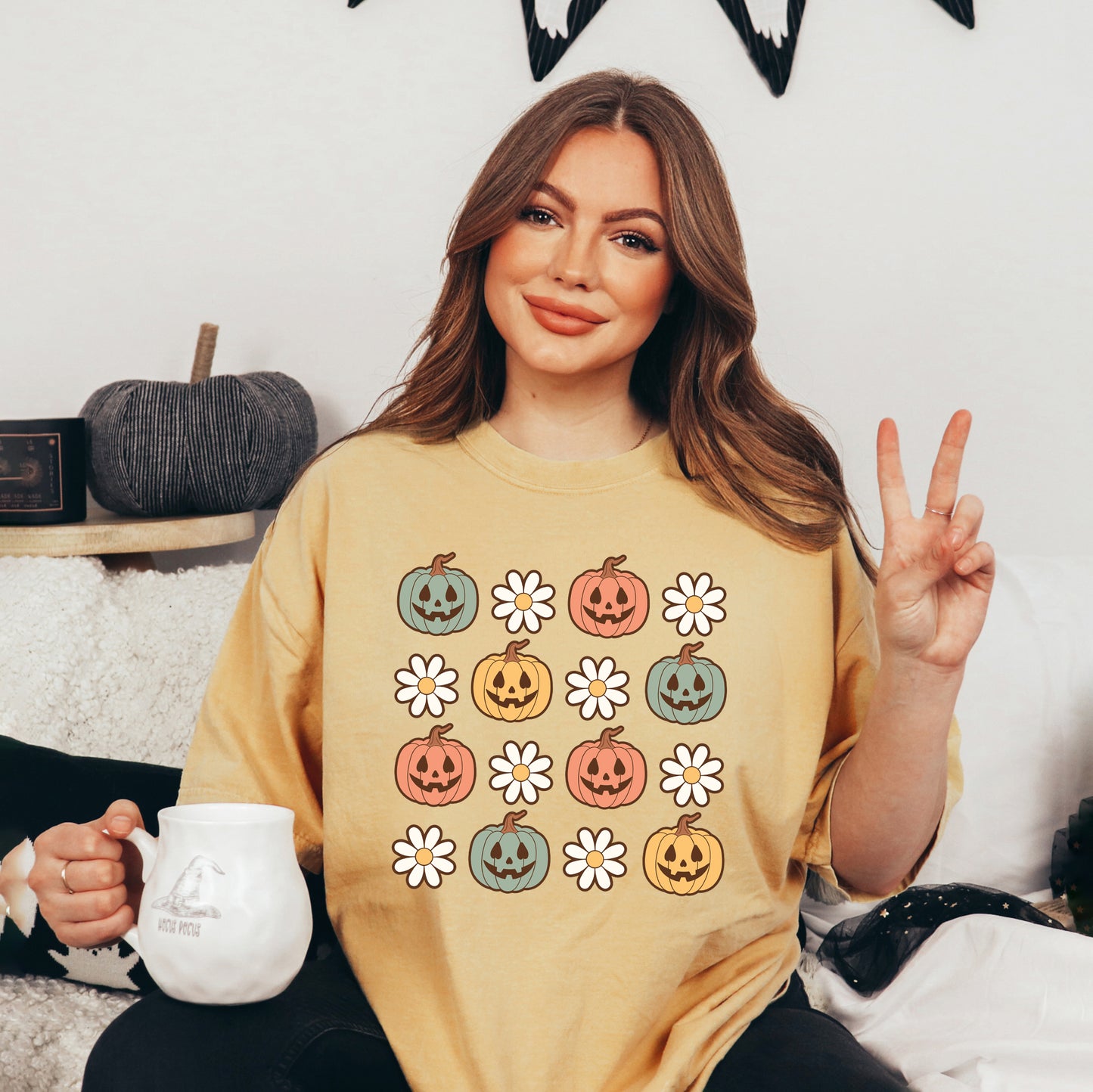 Pumpkin Daisies | Garment Dyed Tee