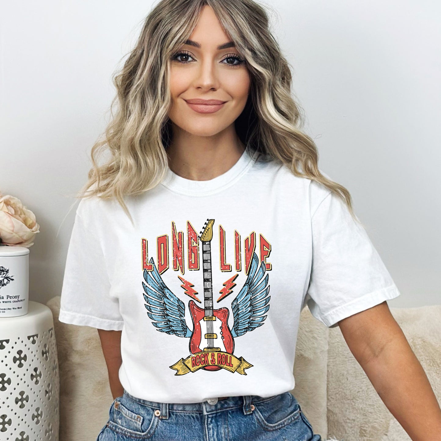 Long Live Rock And Roll Colorful | Garment Dyed Short Sleeve Tee