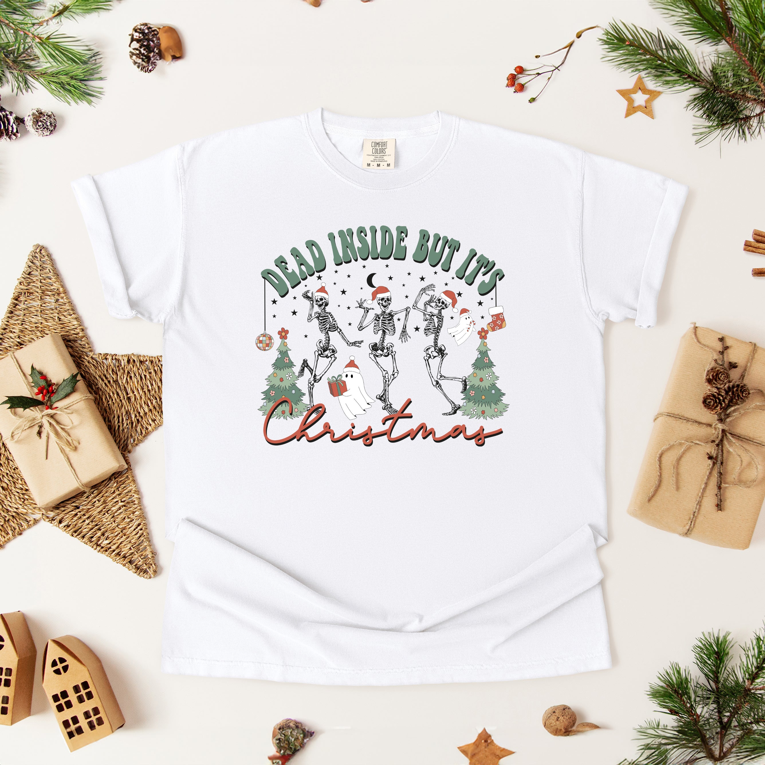 Dead Inside Christmas Skeleton | Garment Dyed Tee