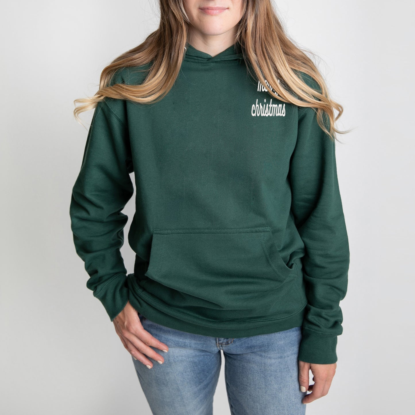 Embroidered Merry Christmas Bold Cursive Mini | Hoodie