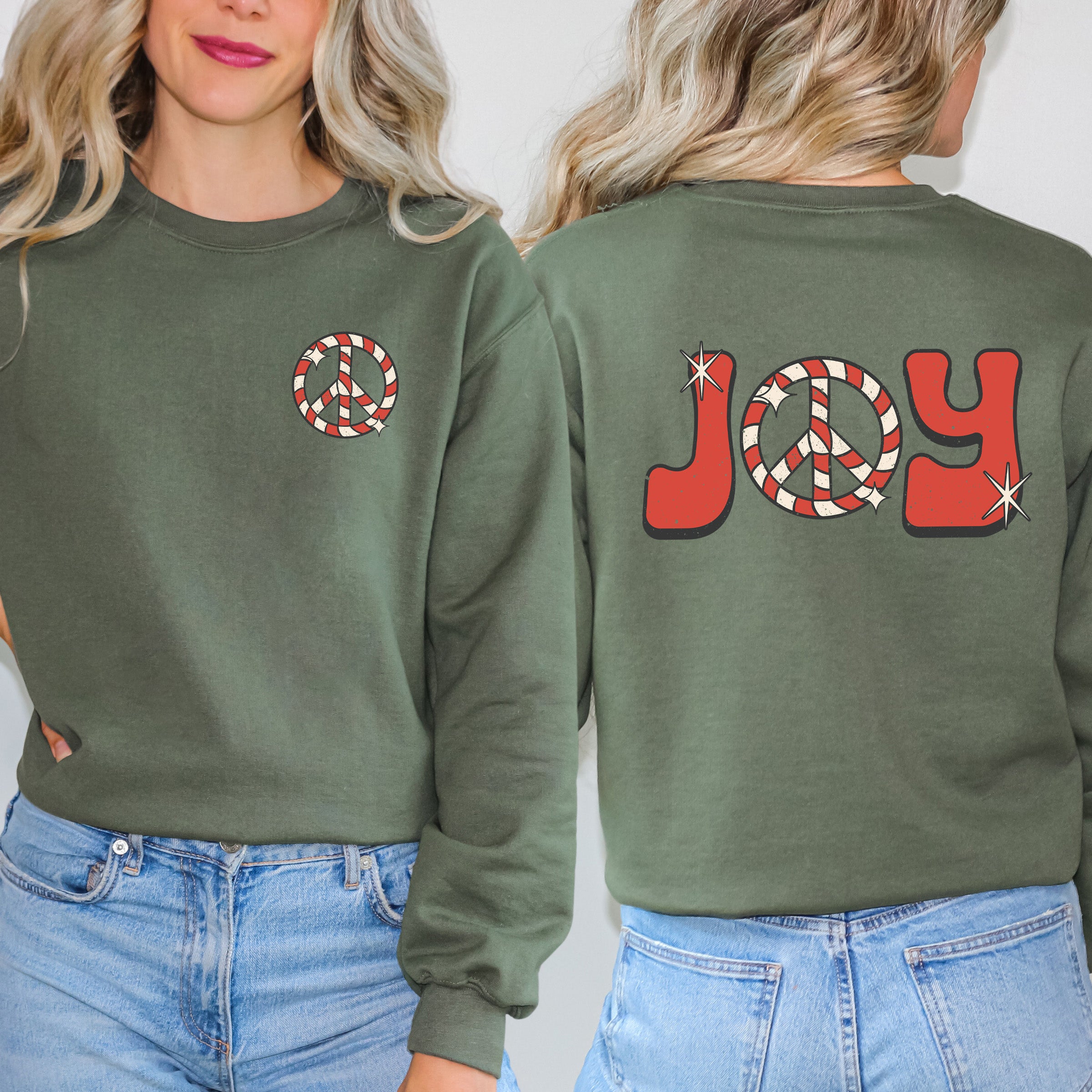 Joy Peace Sign | Sweatshirt Front and Back Design