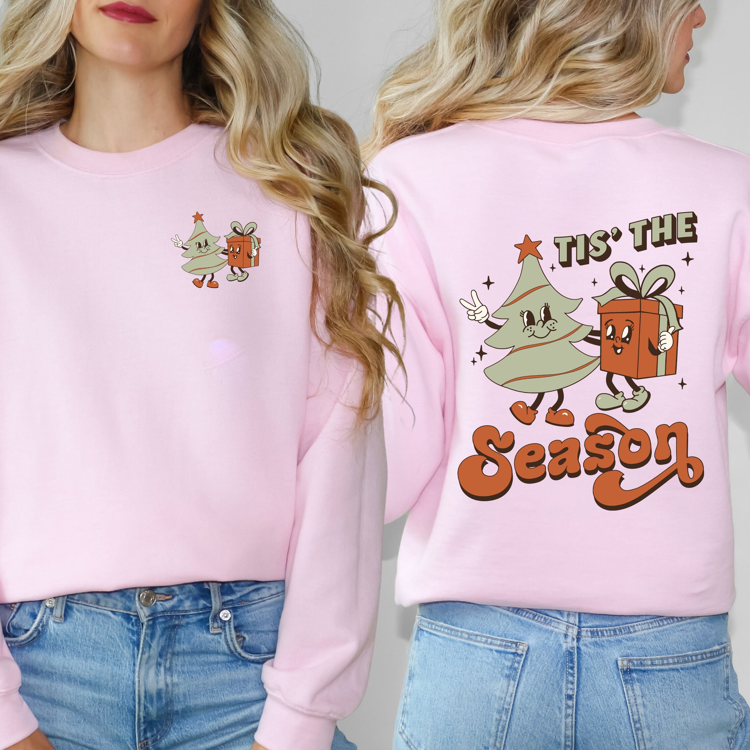Retro Tis The Season Tree | Sweatshirt Front and Back Design