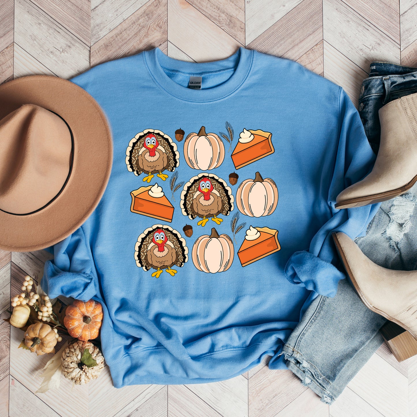 Turkey Pumpkin Pie Grid | Sweatshirt