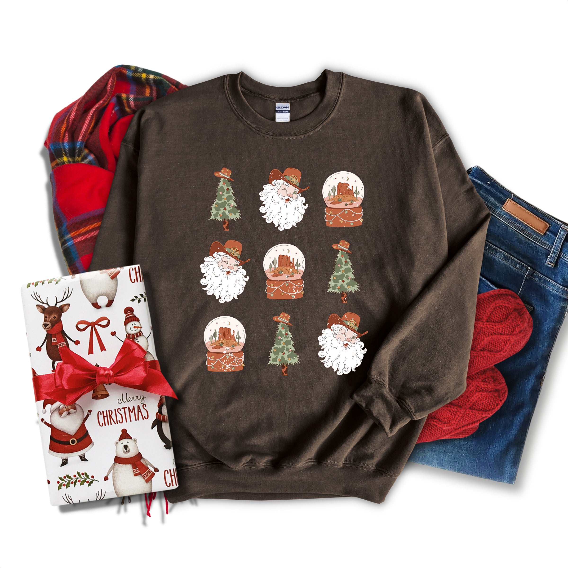 Western Santa Snow Globe | Sweatshirt