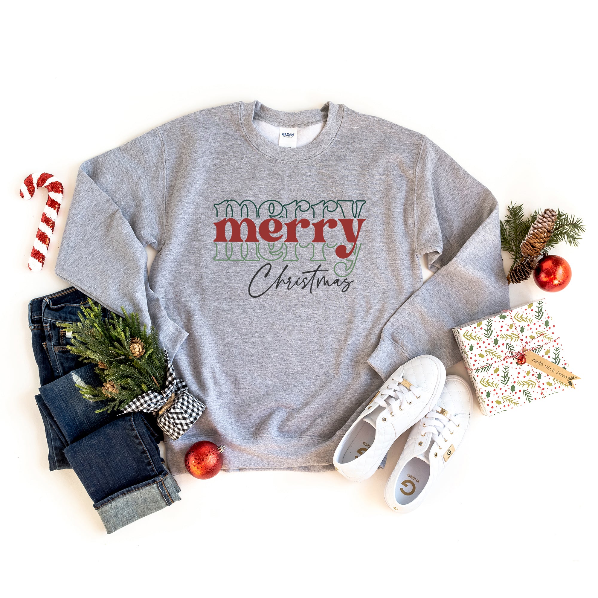 Merry Christmas Stacked | Sweatshirt