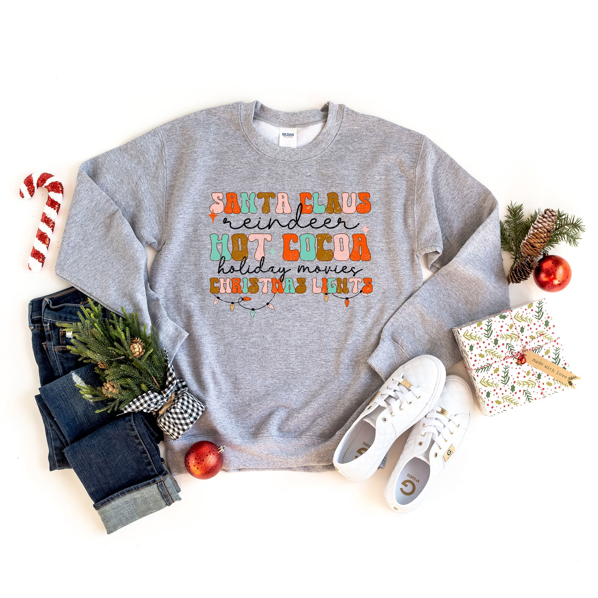 Santa Cocoa Christmas Lights | Sweatshirt