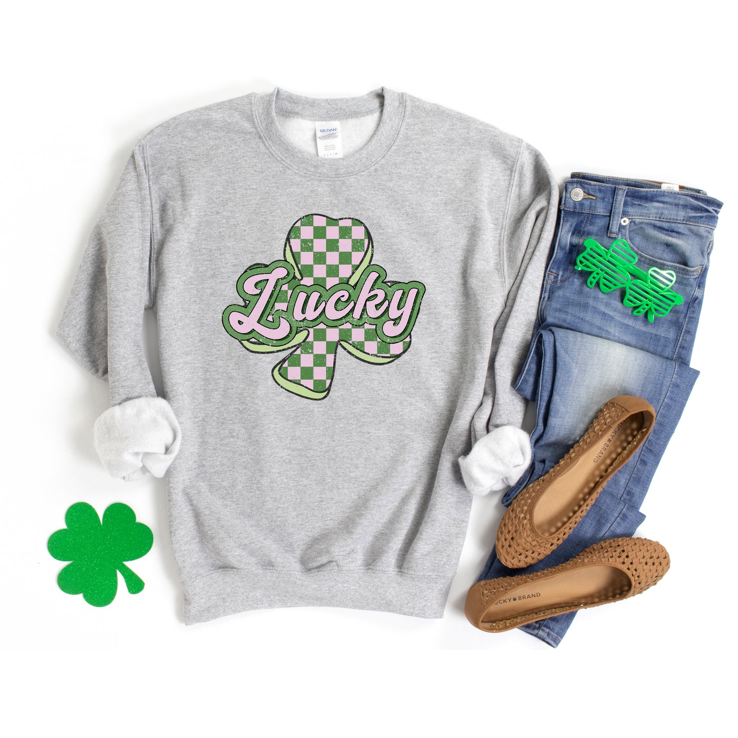 Lucky Checkered Grunge | Sweatshirt