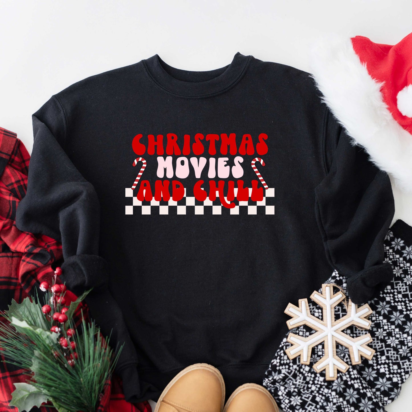 Christmas Movies and Chill Checkered | Sweatshirt