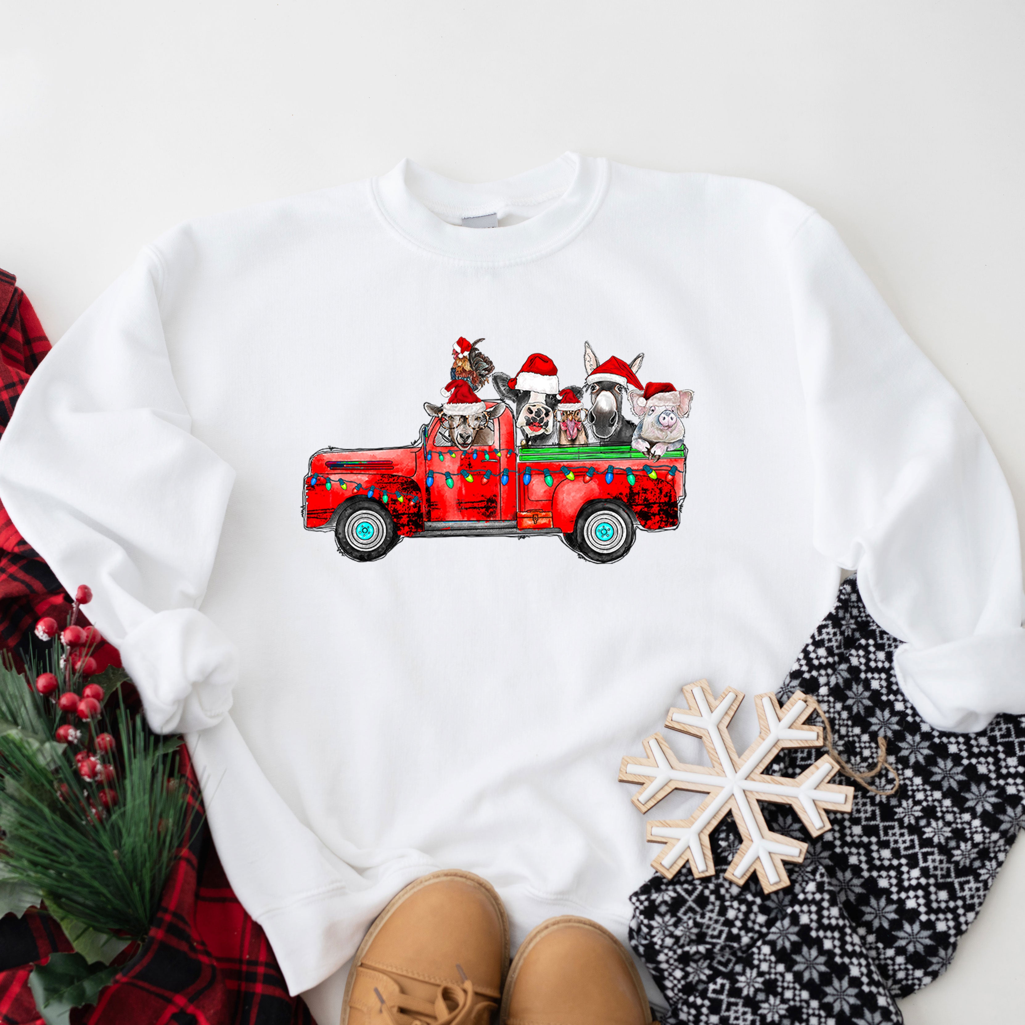Farm Animals Christmas Truck | Sweatshirt