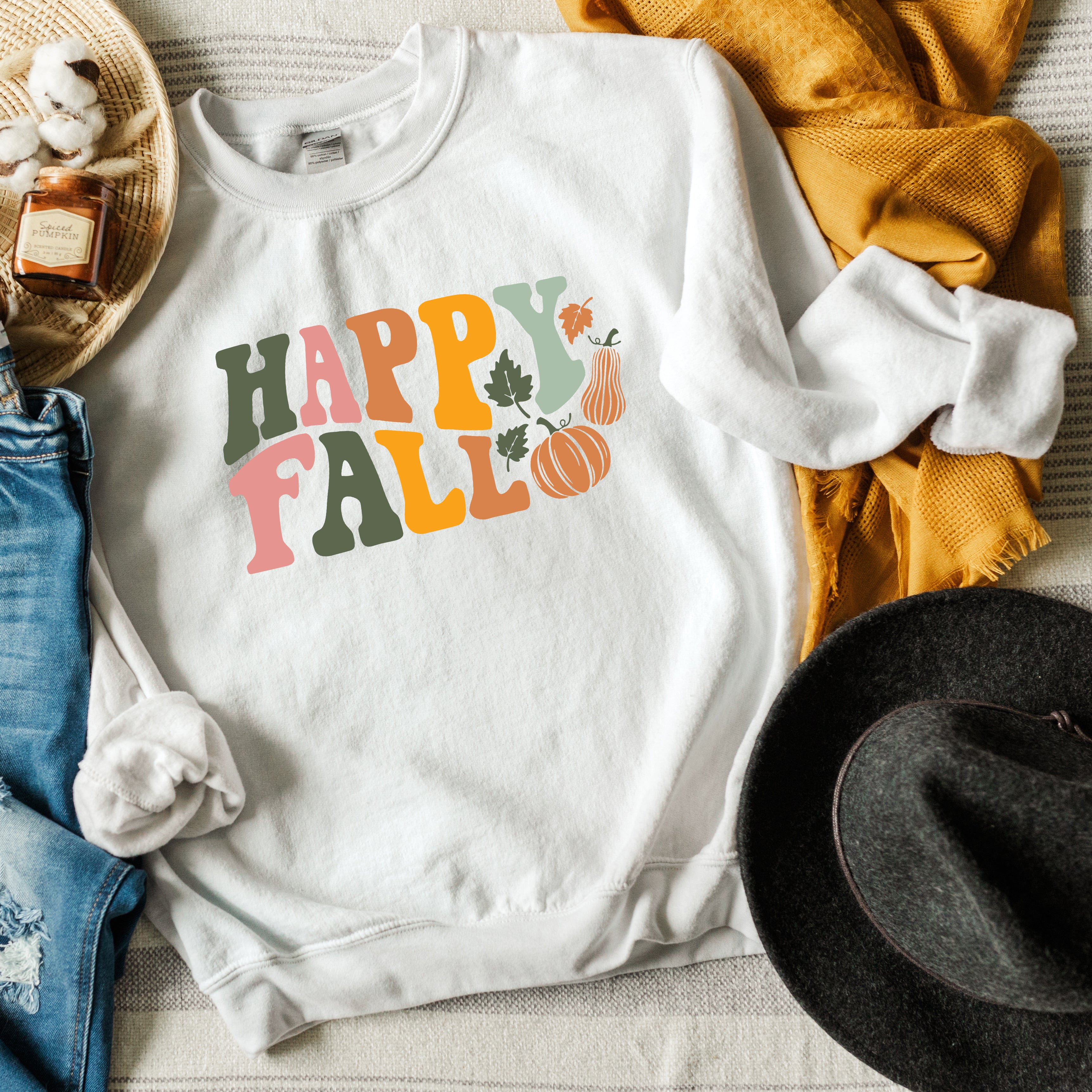 Happy Fall Wavy Pumpkins | Sweatshirt