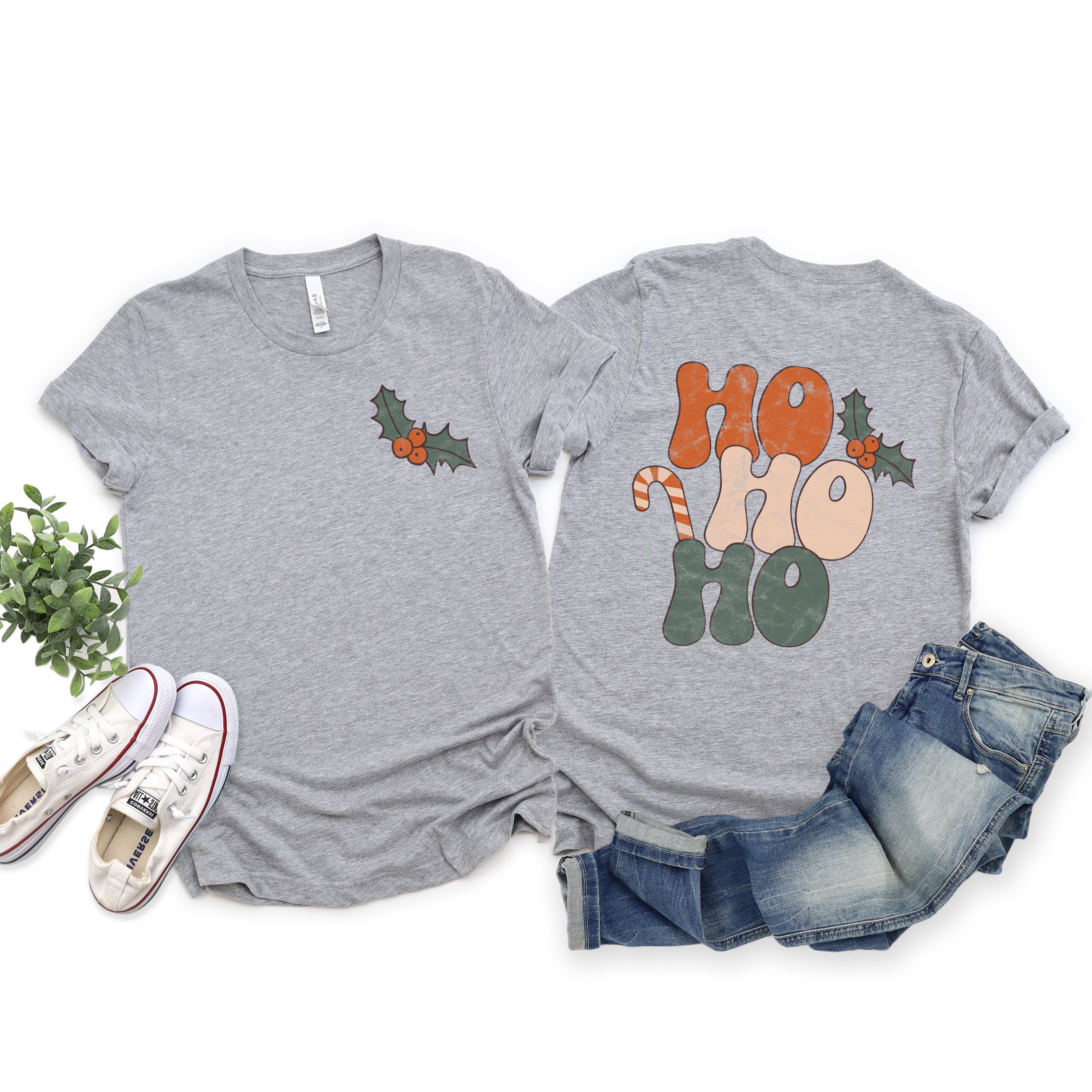 Retro Ho Ho Ho | Front & Back Short Sleeve Graphic Tee