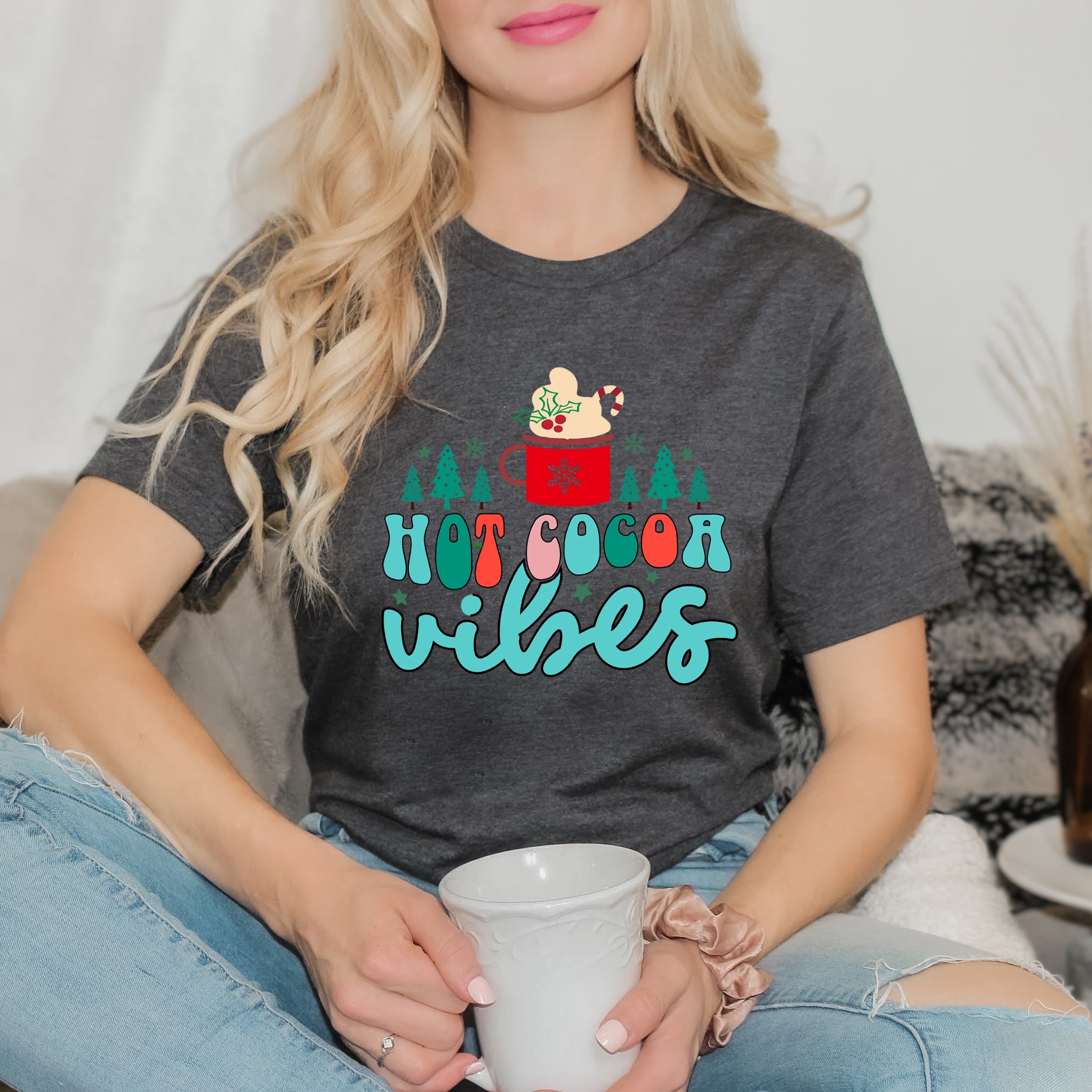 Retro Hot Cocoa Vibes | Short Sleeve Crew Neck