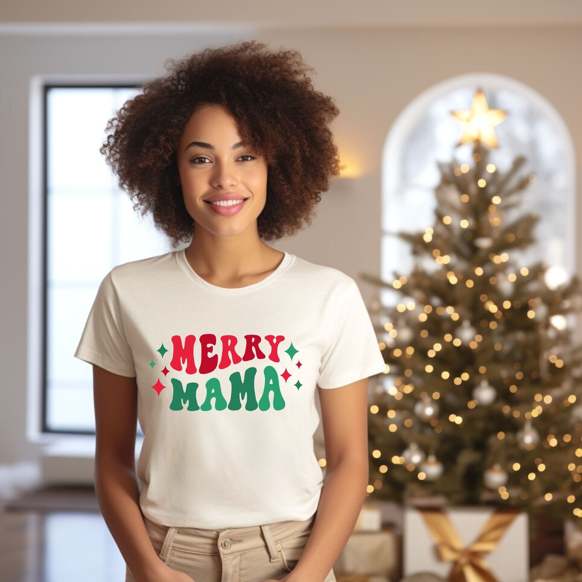 Merry Mama Stars | Short Sleeve Crew Neck