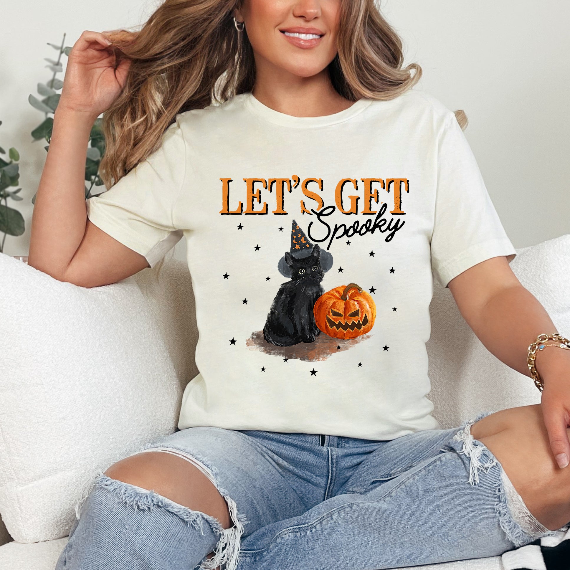 Let's Get Spooky Cat | Short Sleeve Crew Neck