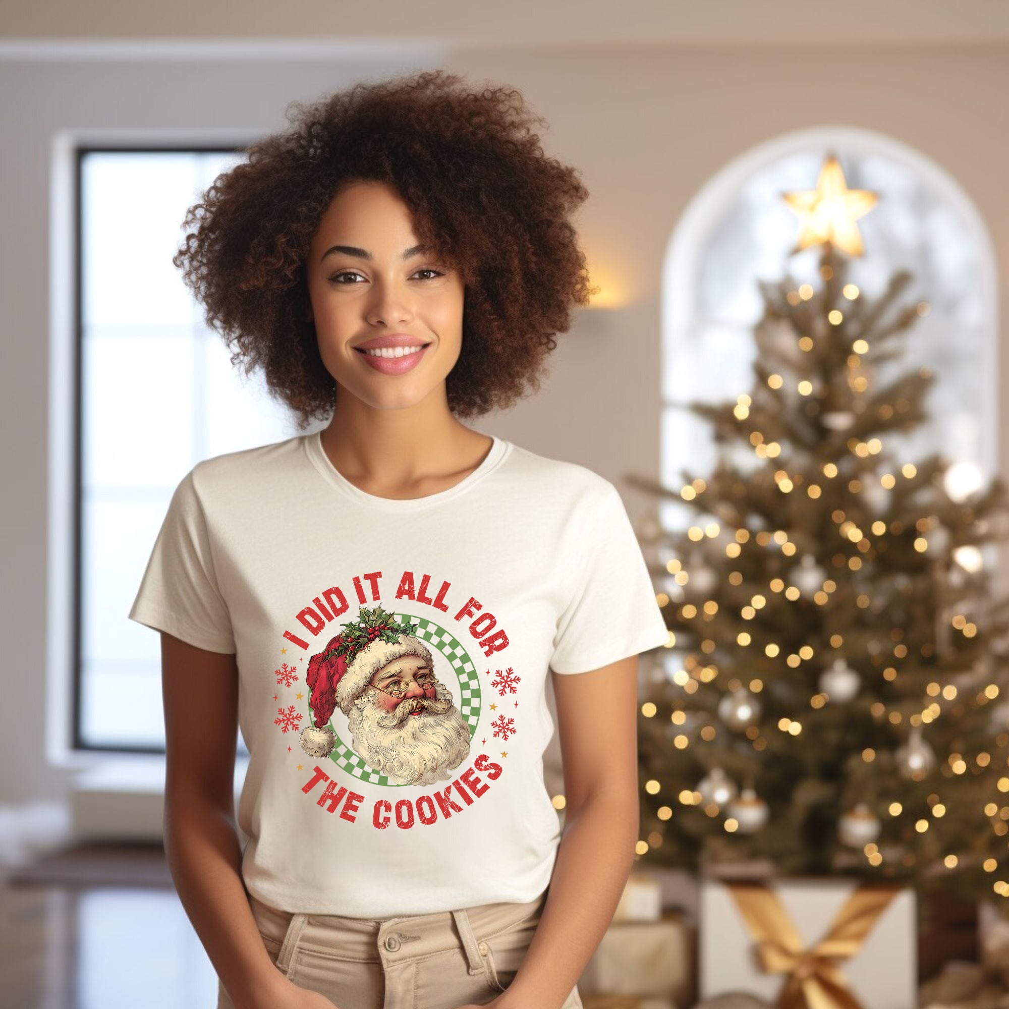 Did It For The Cookies Santa | Short Sleeve Graphic Tee