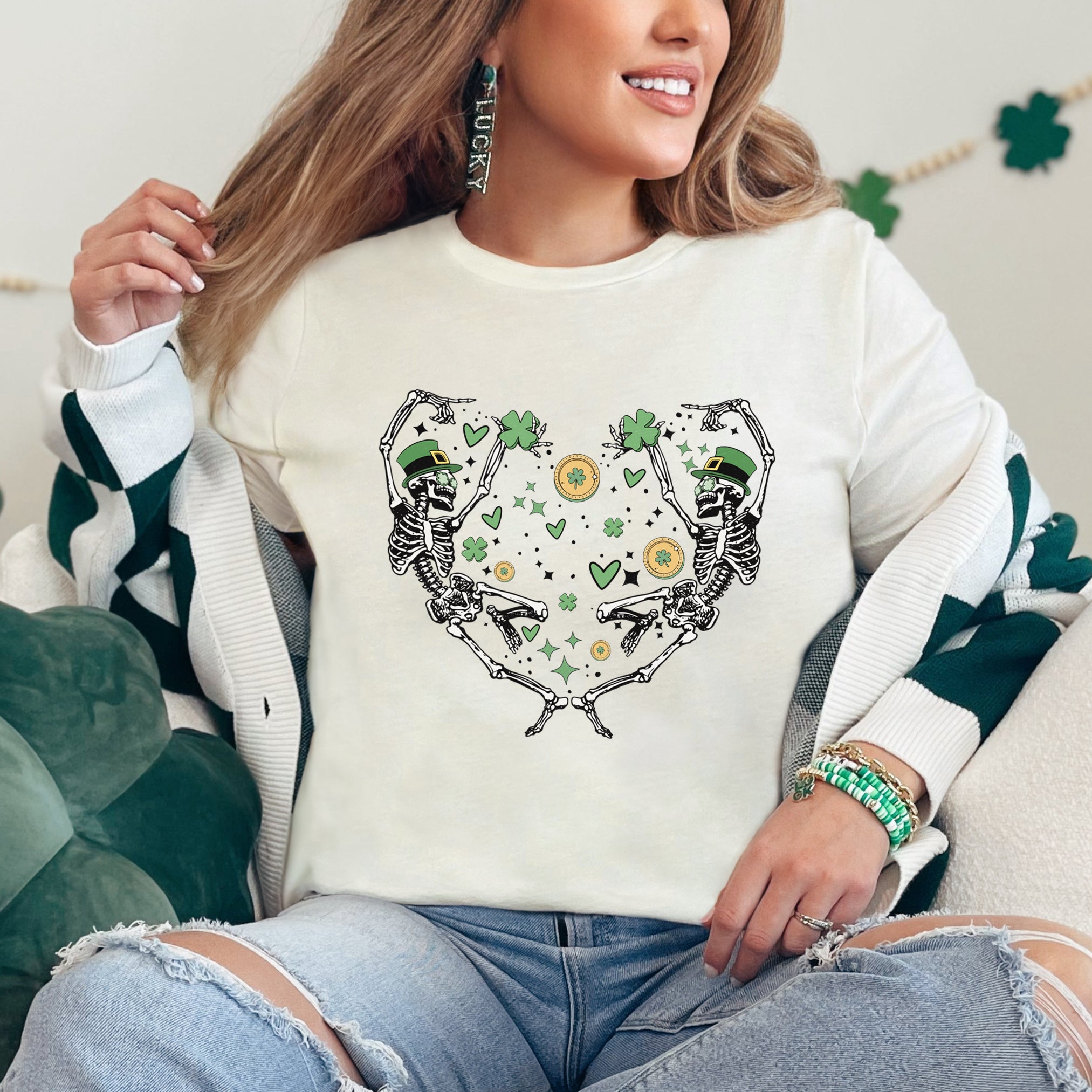 Skeleton St. Patrick's Heart | Short Sleeve Crewneck